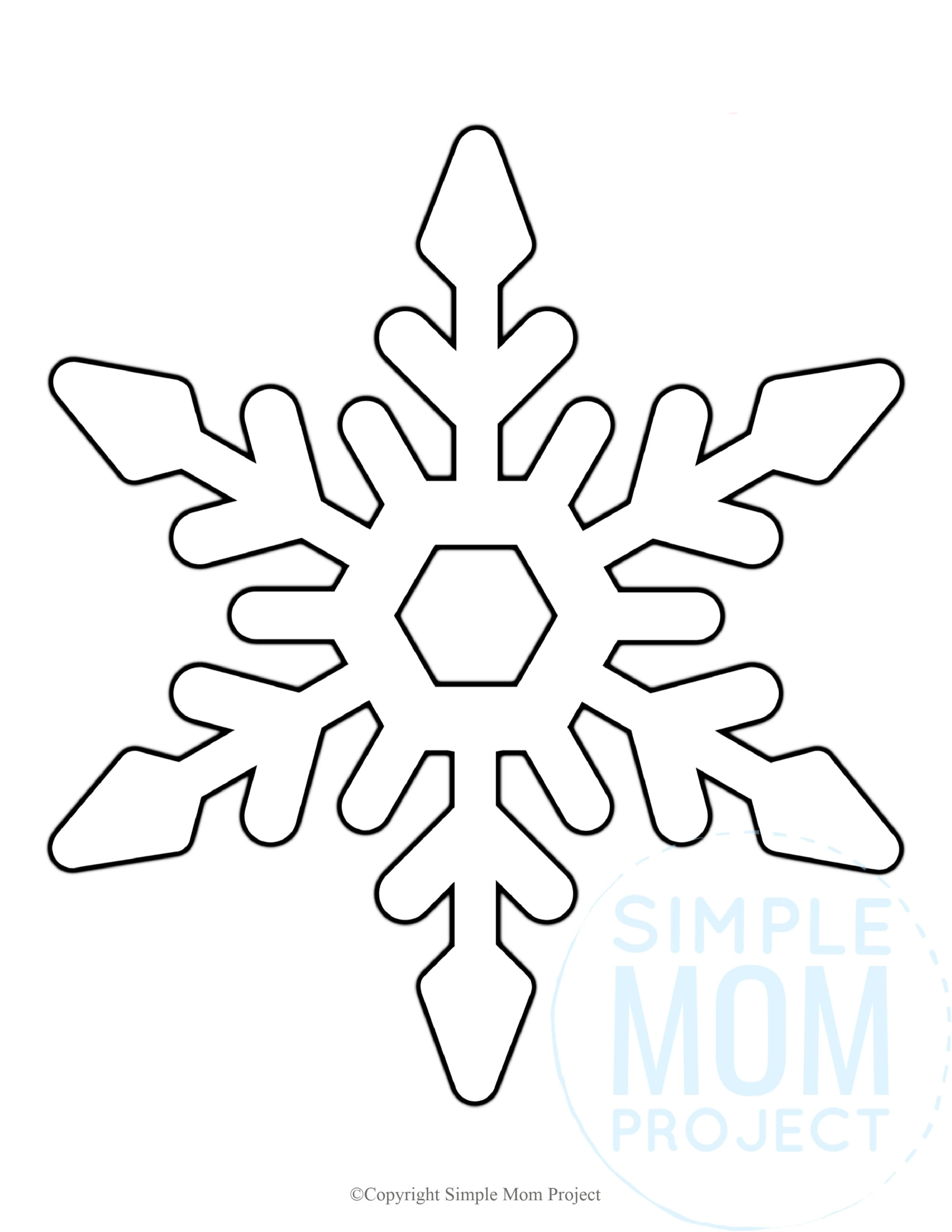 Free Printable Large Snowflake Templates – Simple Mom Project in Snowflake Template Free Printable