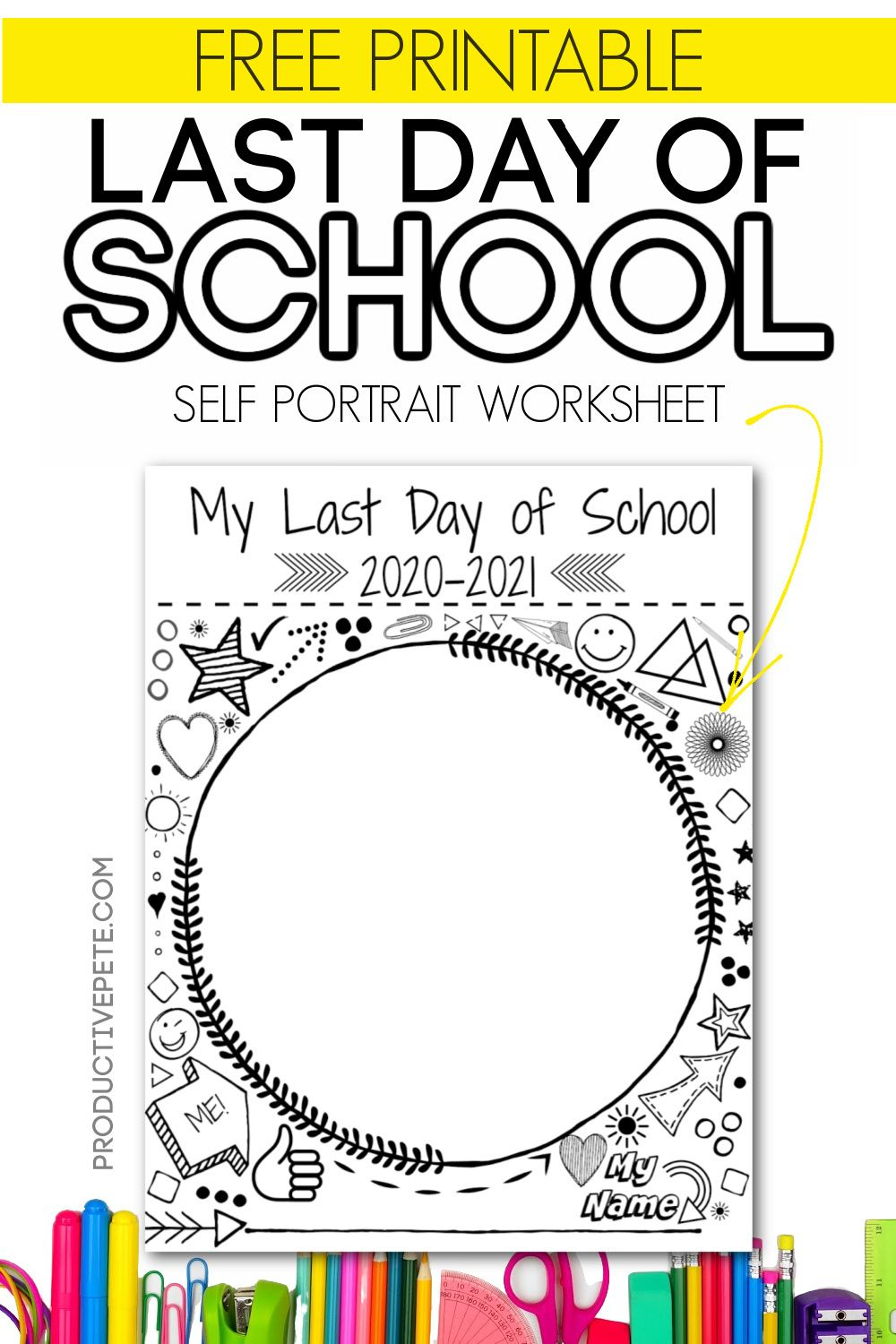 Free Printable Last Day Of School Self Portrait Worksheet Activity for Free Last Day Of School Printables