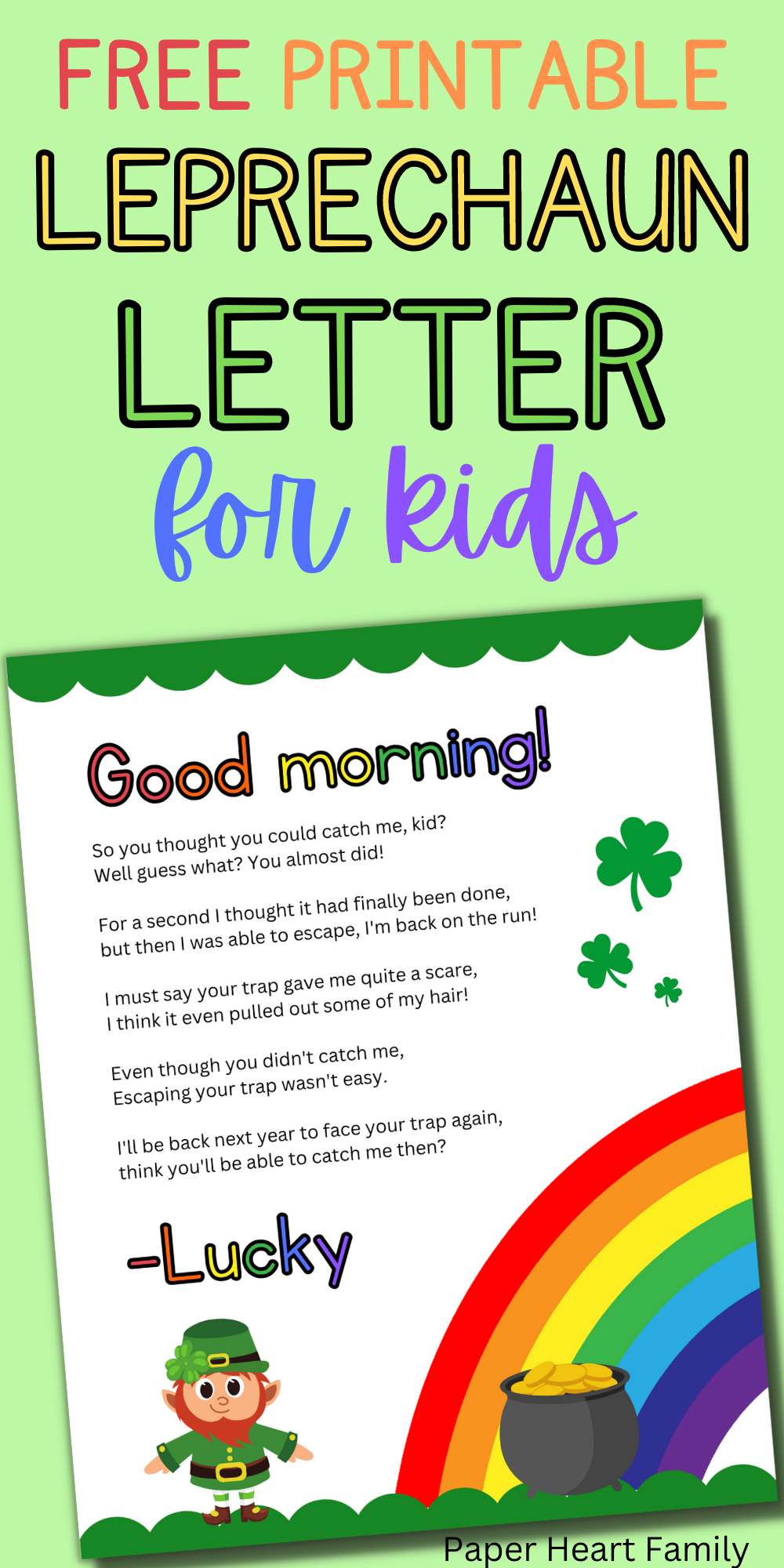 Free Printable Leprechaun Letter To Child | Letters For Kids, St regarding Free Printable Leprechaun Notes