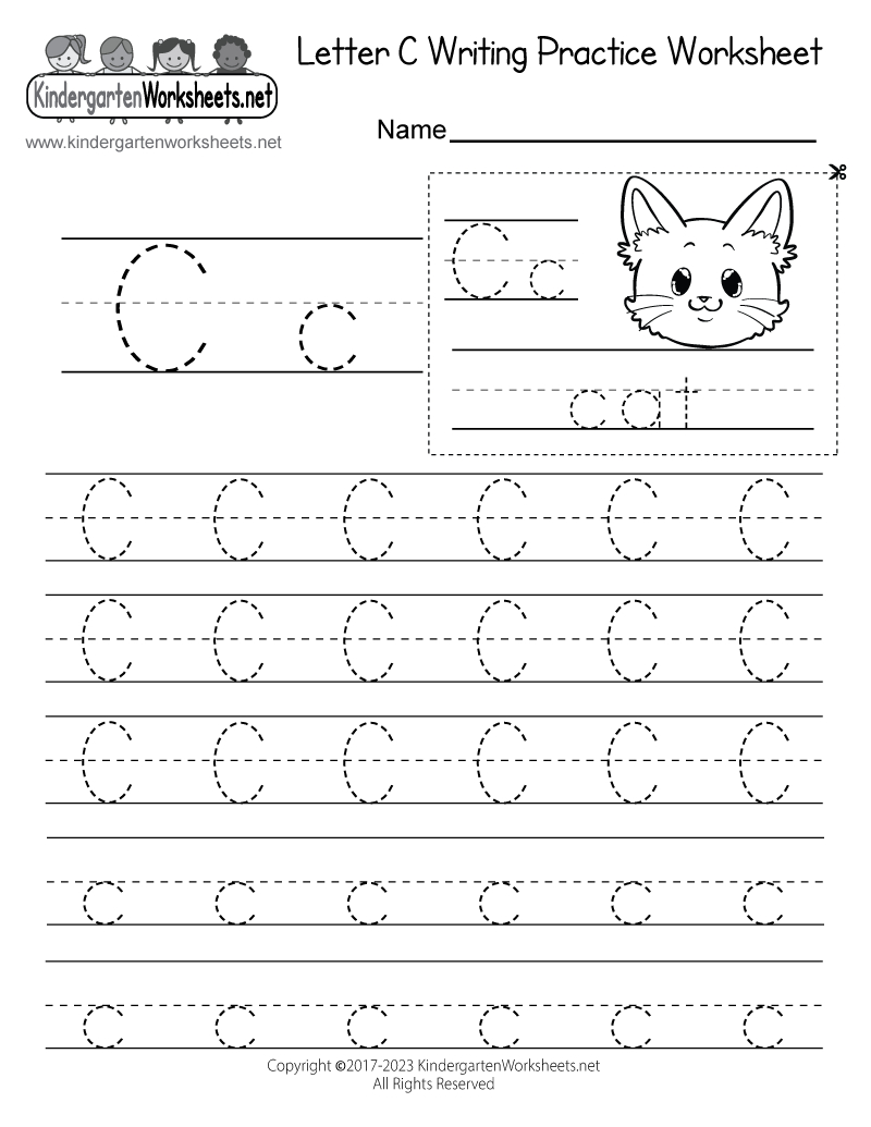 Free Printable Letter C Writing Practice Worksheet with regard to Free Printable Letter C Worksheets