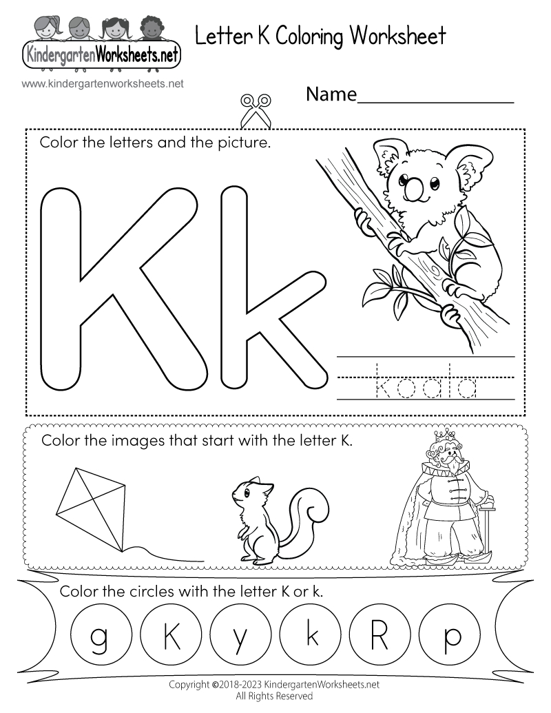 Free Printable Letter K Coloring Worksheet for Free Printable Letter K Worksheets