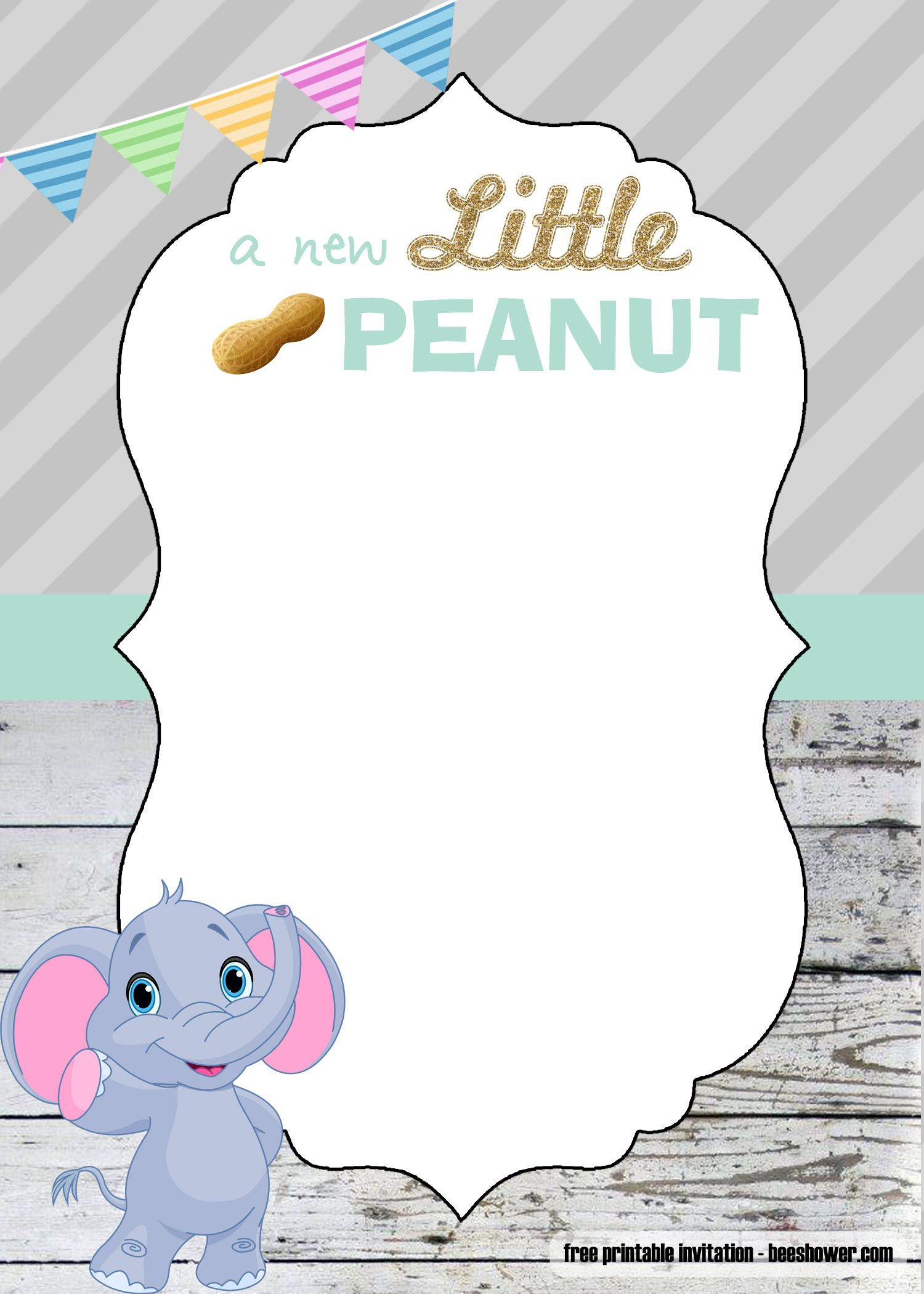 Free Printable Little Peanut Elephant Invitation Templates in Free Printable Elephant Baby Shower