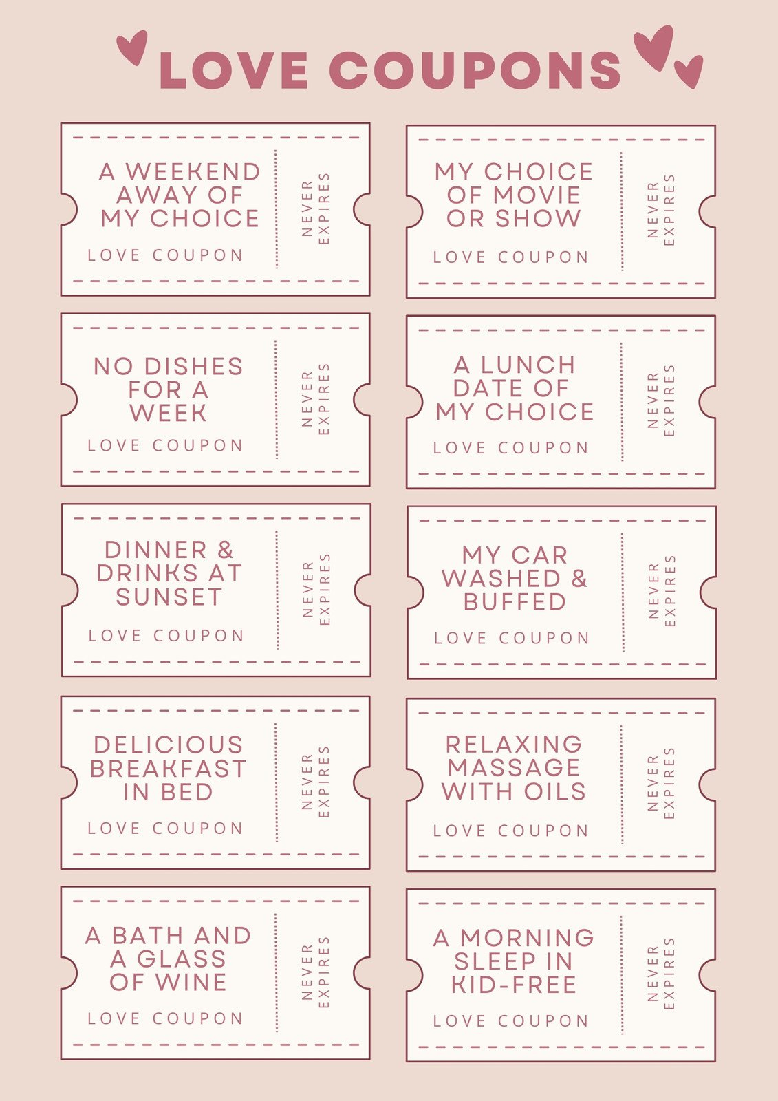 Free Printable Love Coupon Templates | Canva for Free Printable Valentines Day Coupons For Boyfriend