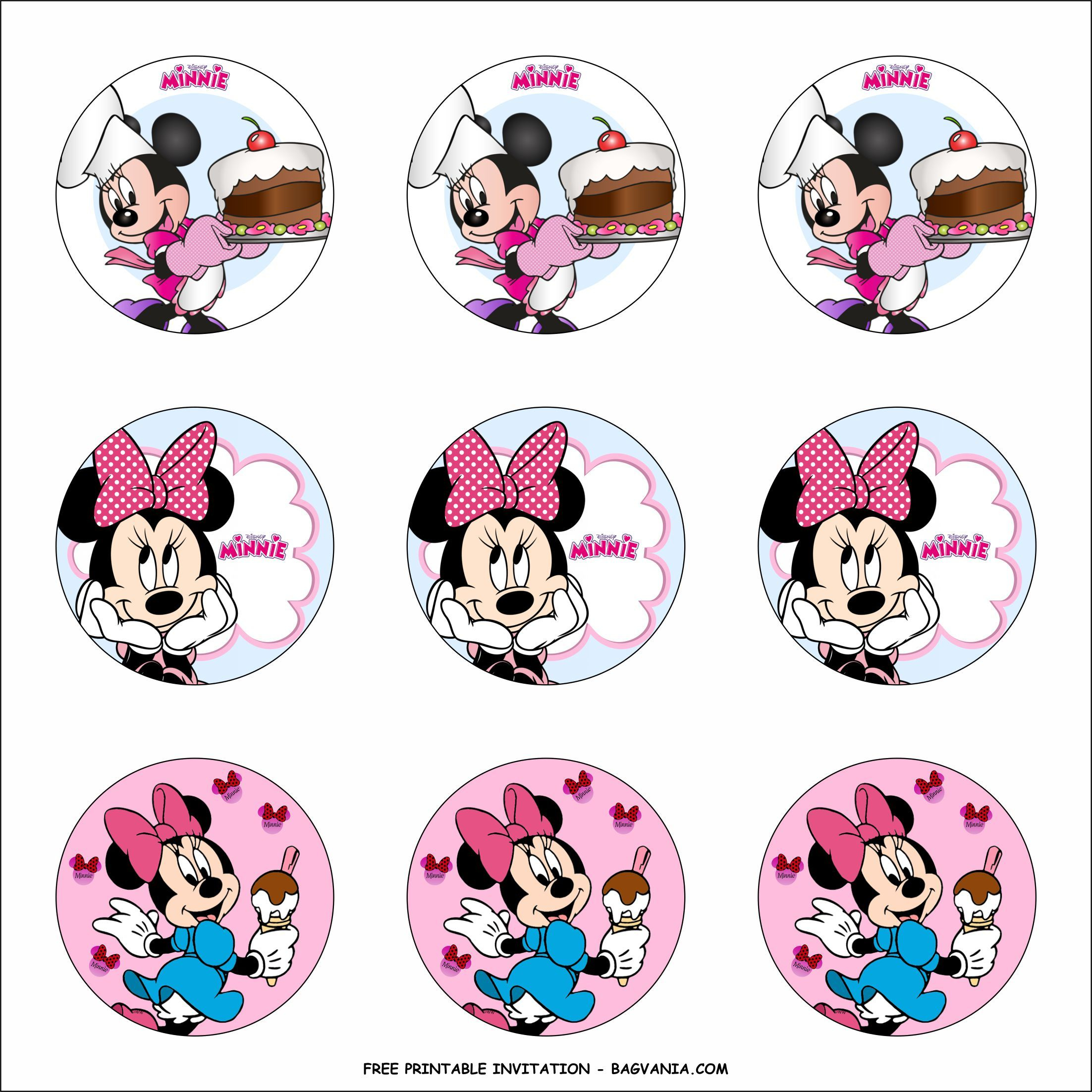 Free Printable Lovely Minnie Mouse Birthday Party Kit Templates intended for Free Printable Minnie Mouse Cupcake Wrappers