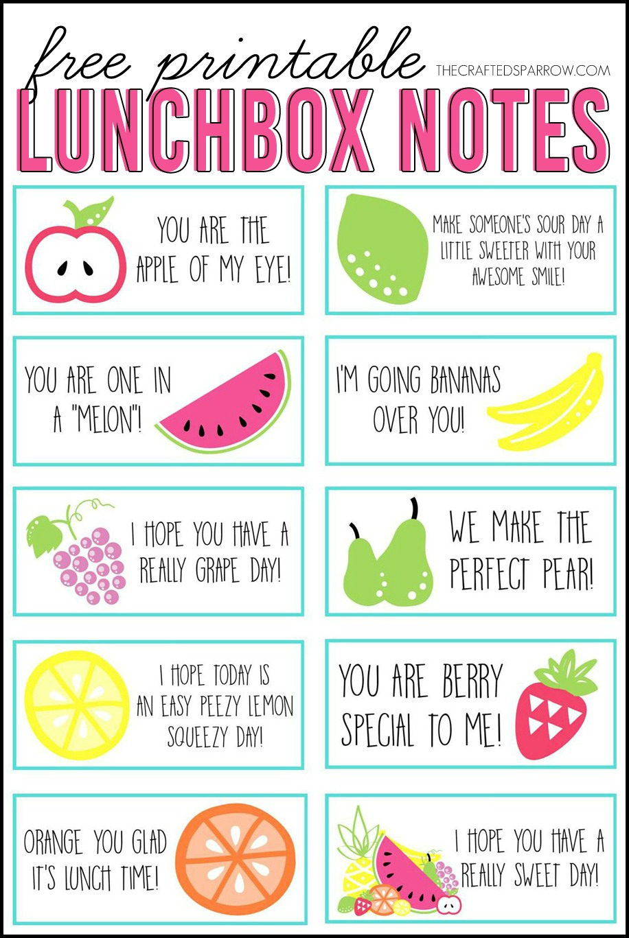 Free Printable Lunchbox Notes throughout Free Printable Lunchbox Notes