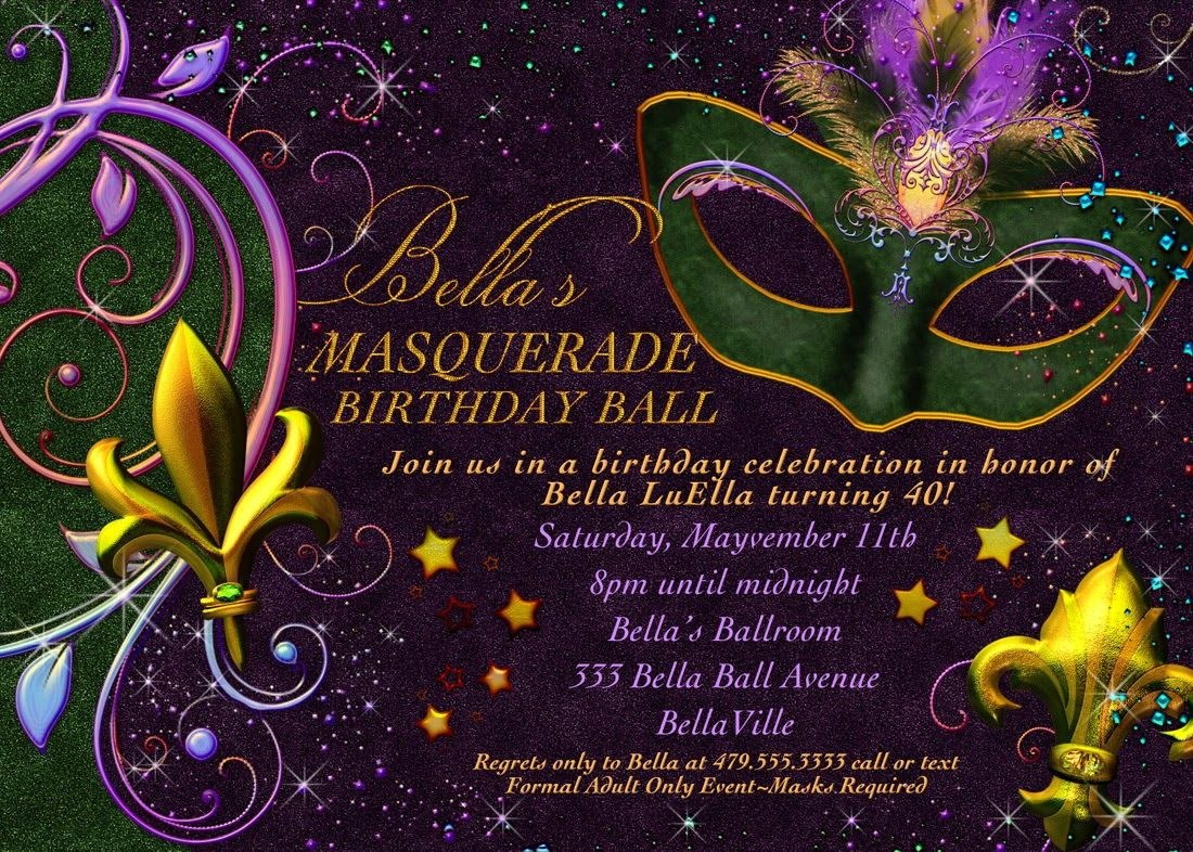 Free Printable Mardi Gras Invitation | Masquerade Invitations inside Free Printable Mardi Gras Invitations