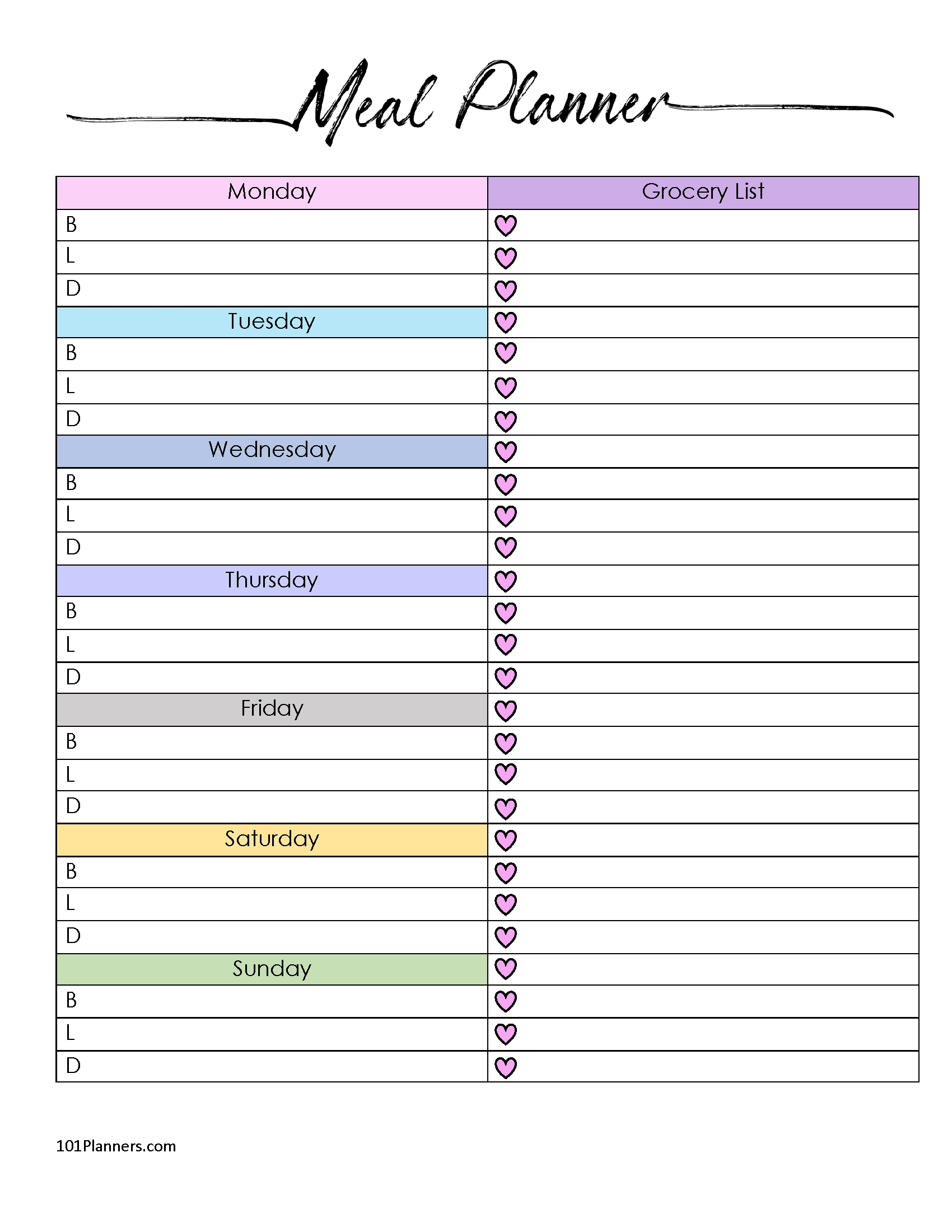 Free Printable Meal Plan Template | Customize Before You Print regarding Free Printable Meal Planner