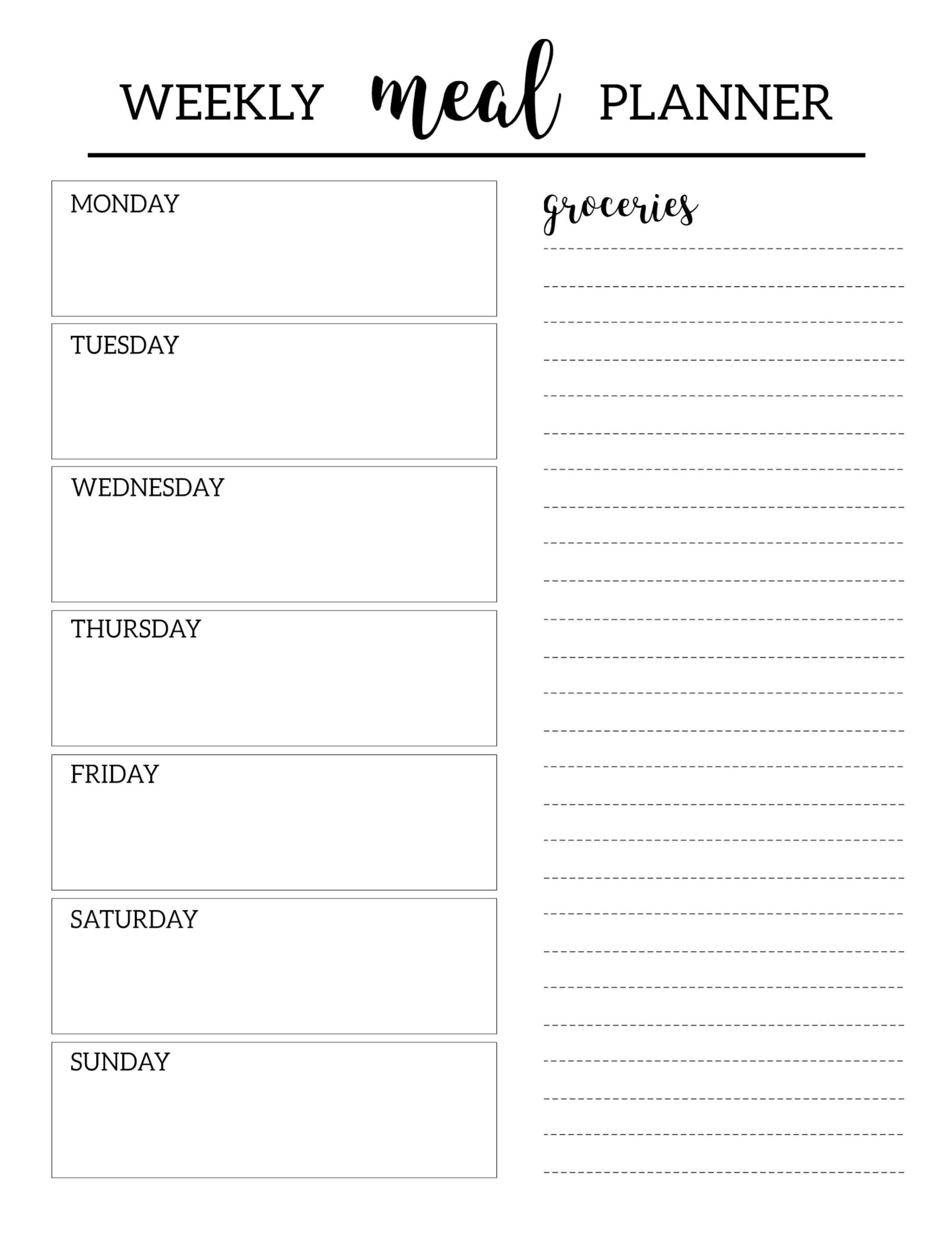 Free Printable Meal Planner Template - Paper Trail Design | Weekly in Free Printable Meal Planner