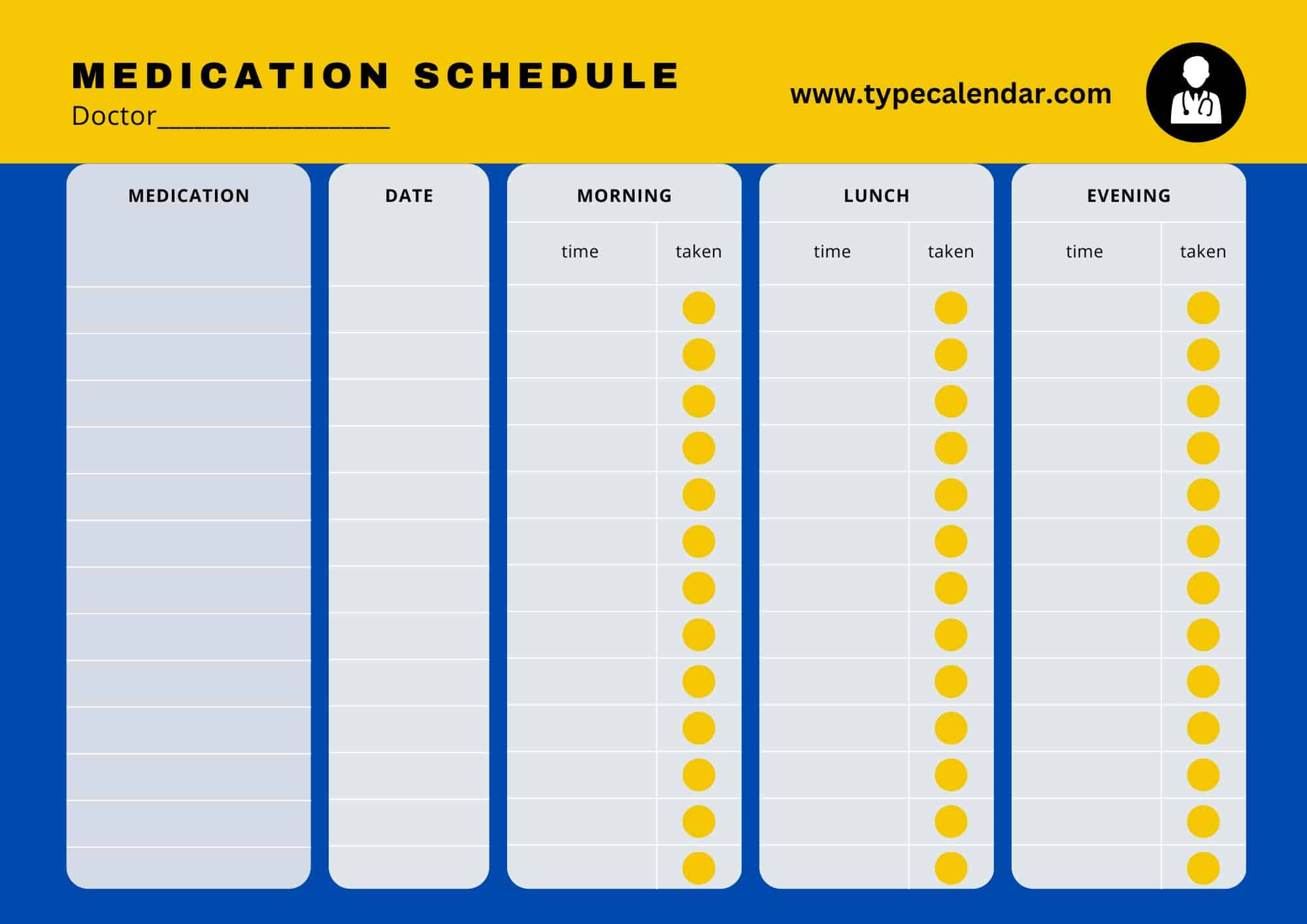 Free Printable Medication Schedule Templates [2, 3, 4 Times A Day for Free Printable Medicine Daily Chart