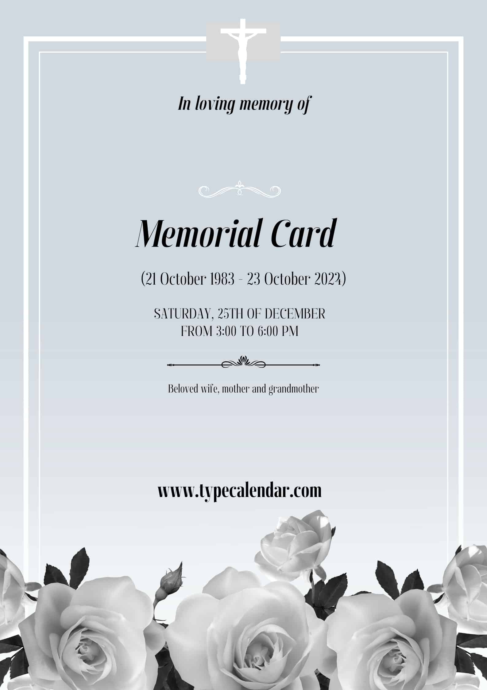 Free Printable Memorial Card Templates [Word] Front And Back in Free Printable Funeral Prayer Card Template