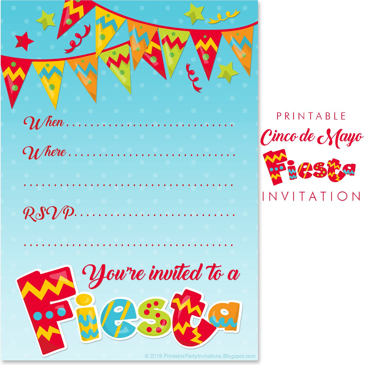 Free Printable Mexican Party Invitations #Cincodemayoinvitation inside Free Printable Fiesta Invitations