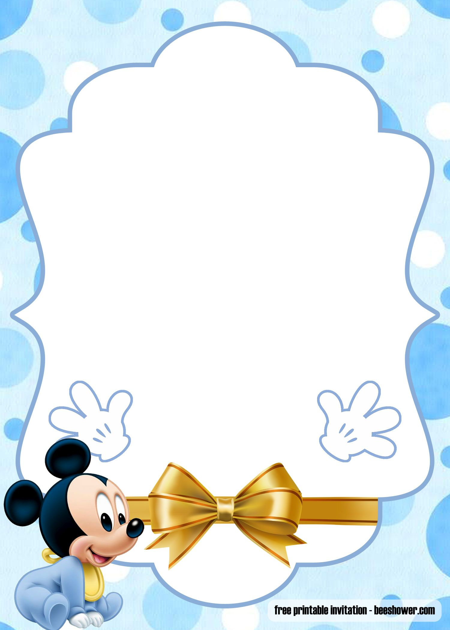 Free Printable Mickey Mouse Baby Shower Invitations Templates intended for Free Printable Baby Mickey Mouse Birthday Invitations