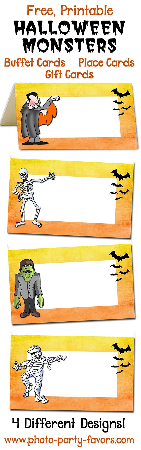 Free Printable Monsters Halloween Buffet Cards - Label Your Scarey regarding Free Printable Halloween Place Cards