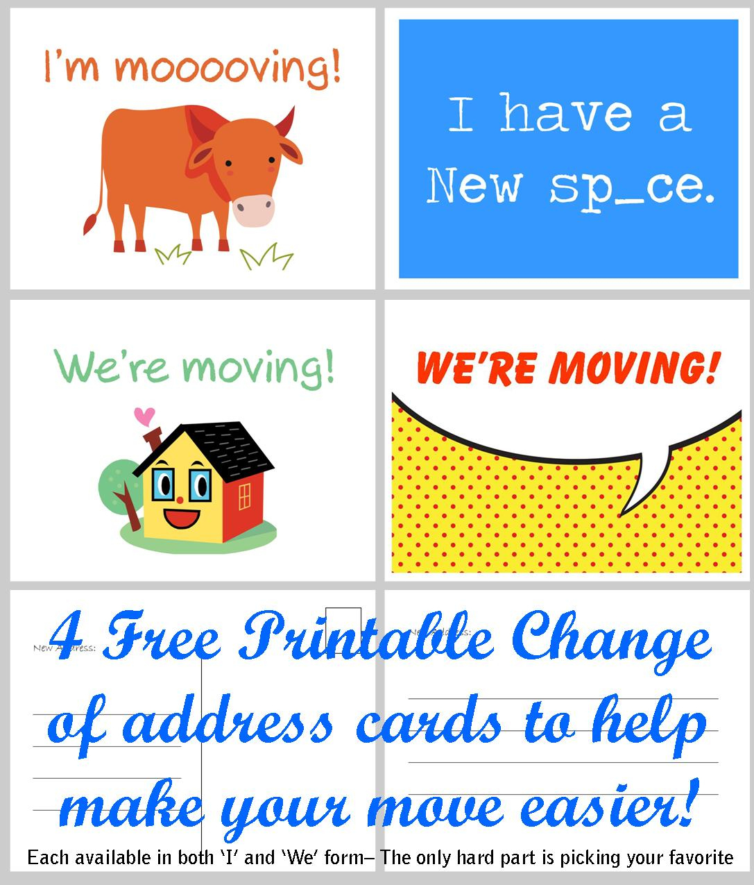 Free Printable Moving Announcement Change Of Address Card in We Are Moving Cards Free Printable