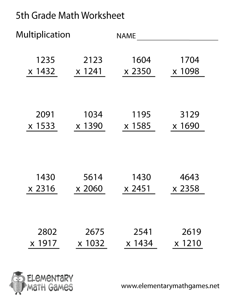 Free Printable Multiplication Worksheet For Fifth Grade regarding Free Printable Multiplication Worksheets For 5Th Grade