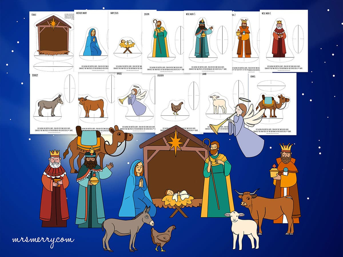 Free Printable Nativity Scene Cutouts | Mrs. Merry for Free Printable Nativity Scene Pictures