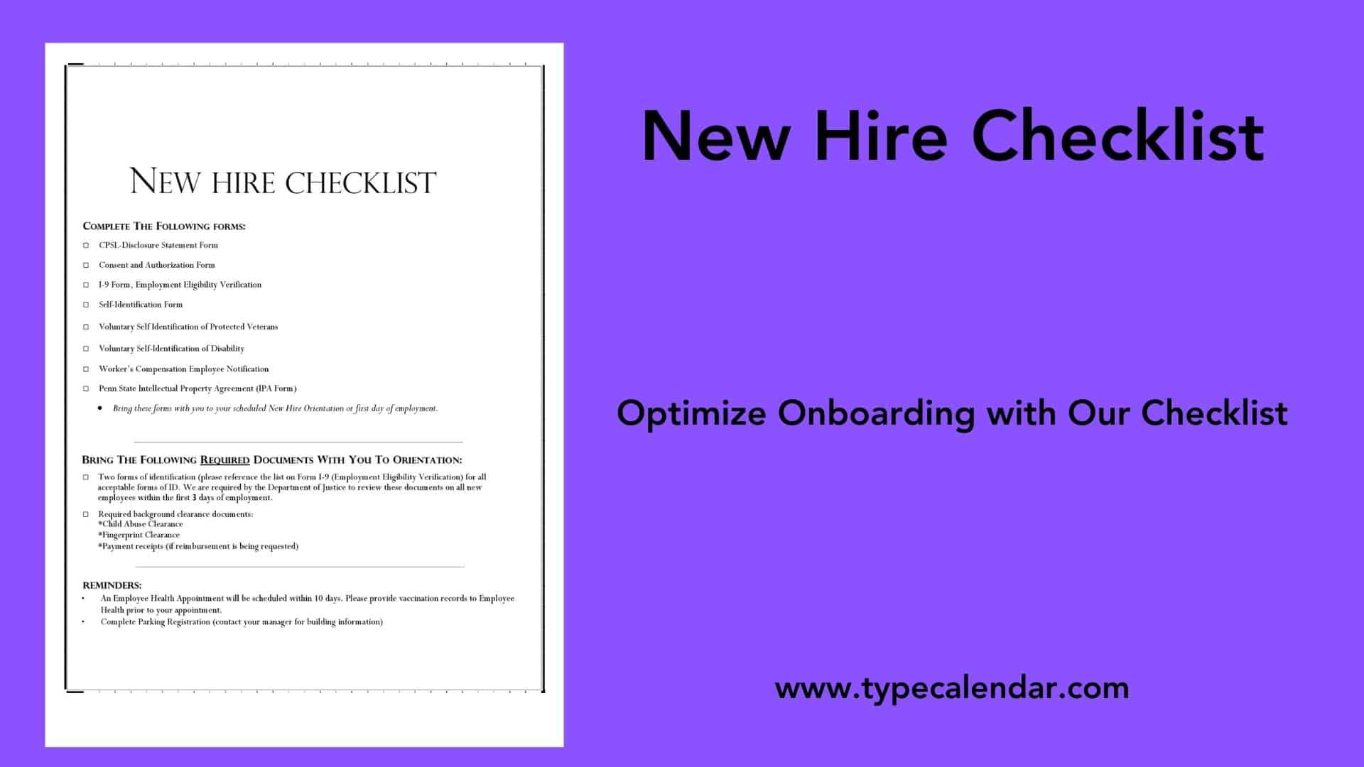 Free Printable New Hire Checklist Templates [Pdf, Excel, Word] within Free Printable I 9 Form 2025