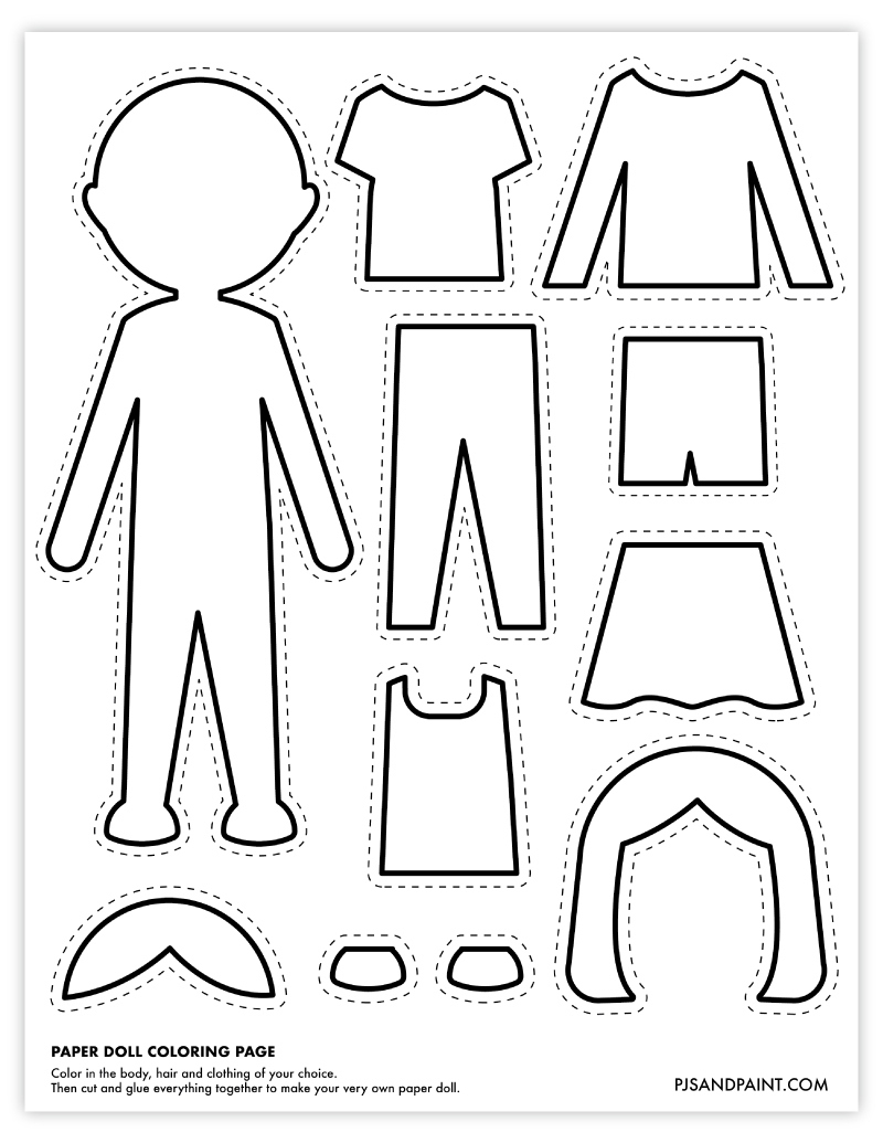 Free Printable Paper Doll Coloring Page - Pjs And Paint throughout Free Printable Paper Doll Coloring Pages