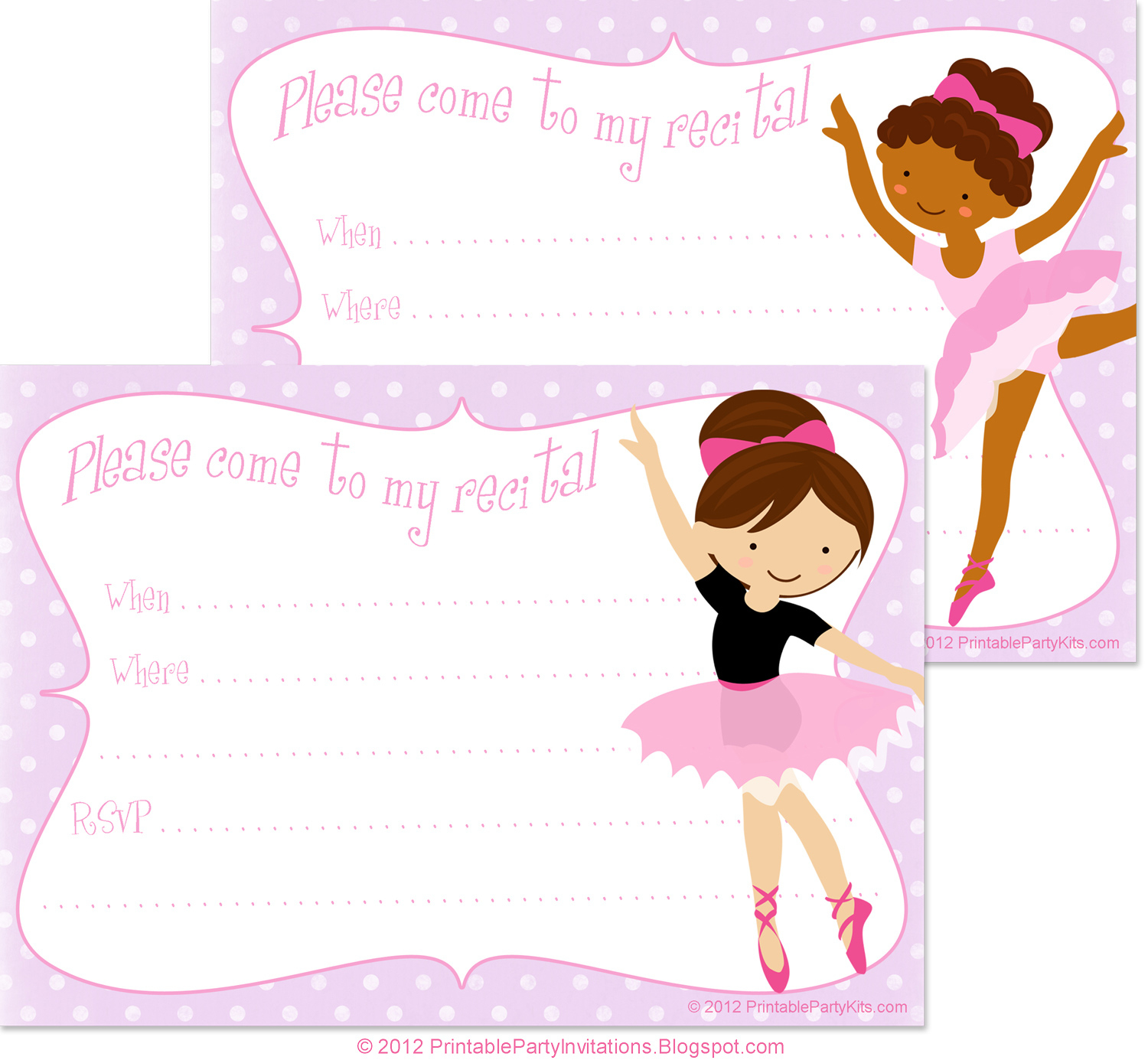 Free Printable Party Invitations: Printable Dance Recital inside Free Printable Dance Recital Cards