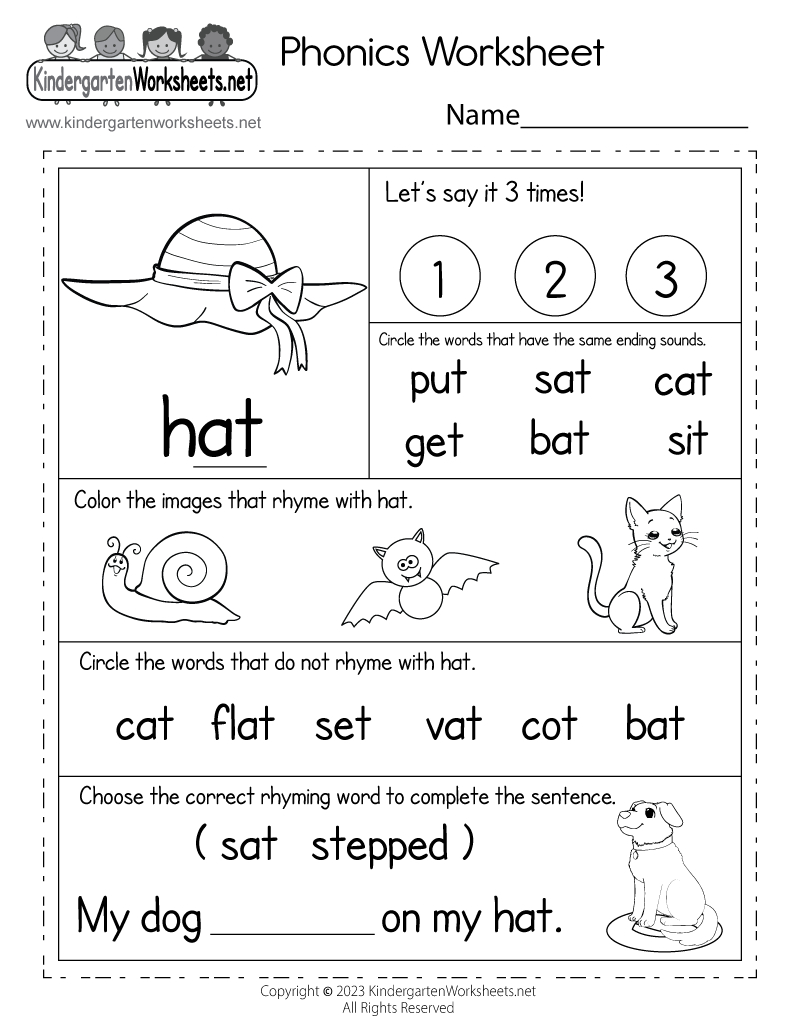 Free Printable Phonics Worksheet throughout Phonics Pictures Printable Free