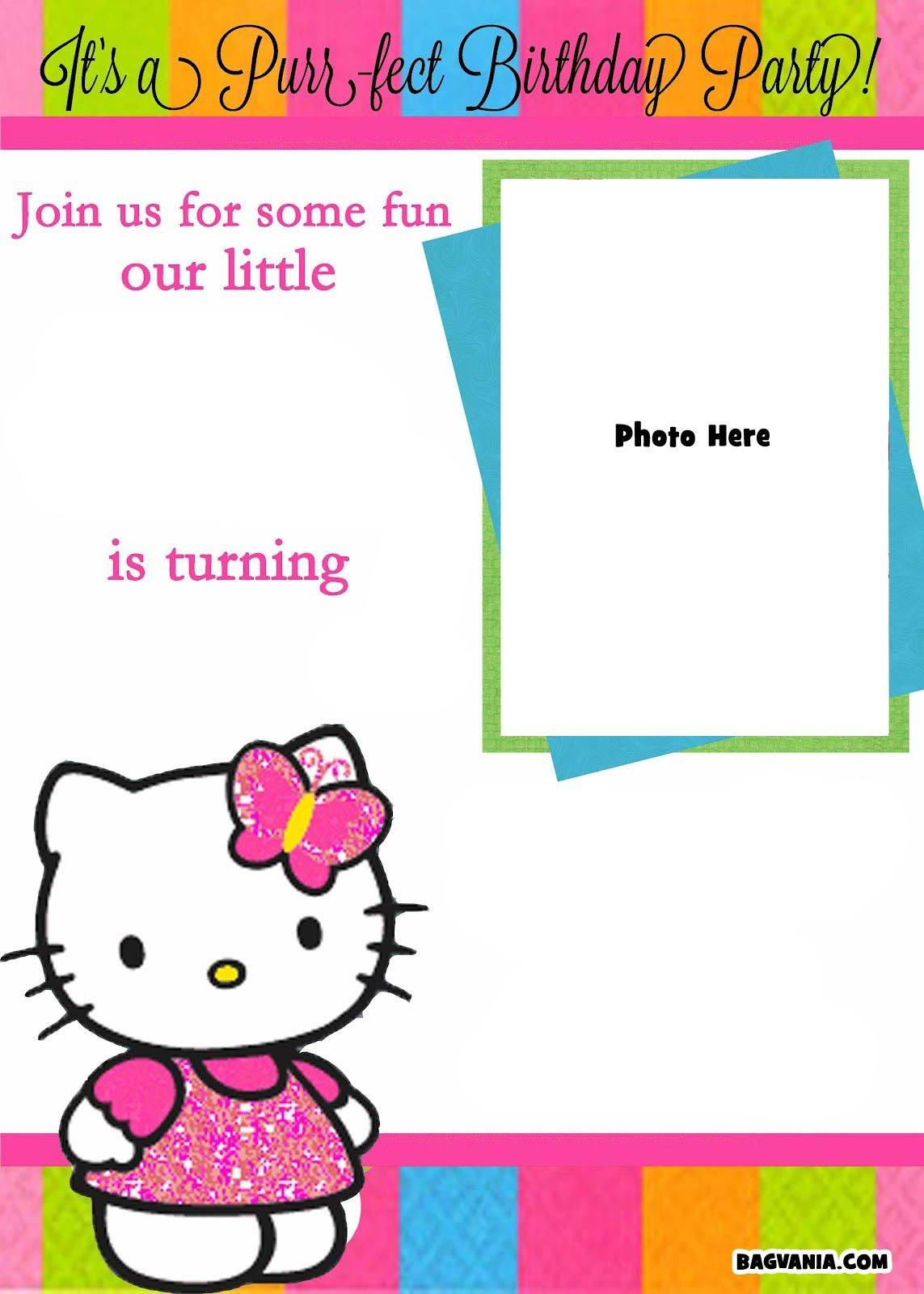 Free Printable Photo Birthday Invitations – Bagvania Free with Hello Kitty Free Printable Invitations for Birthday