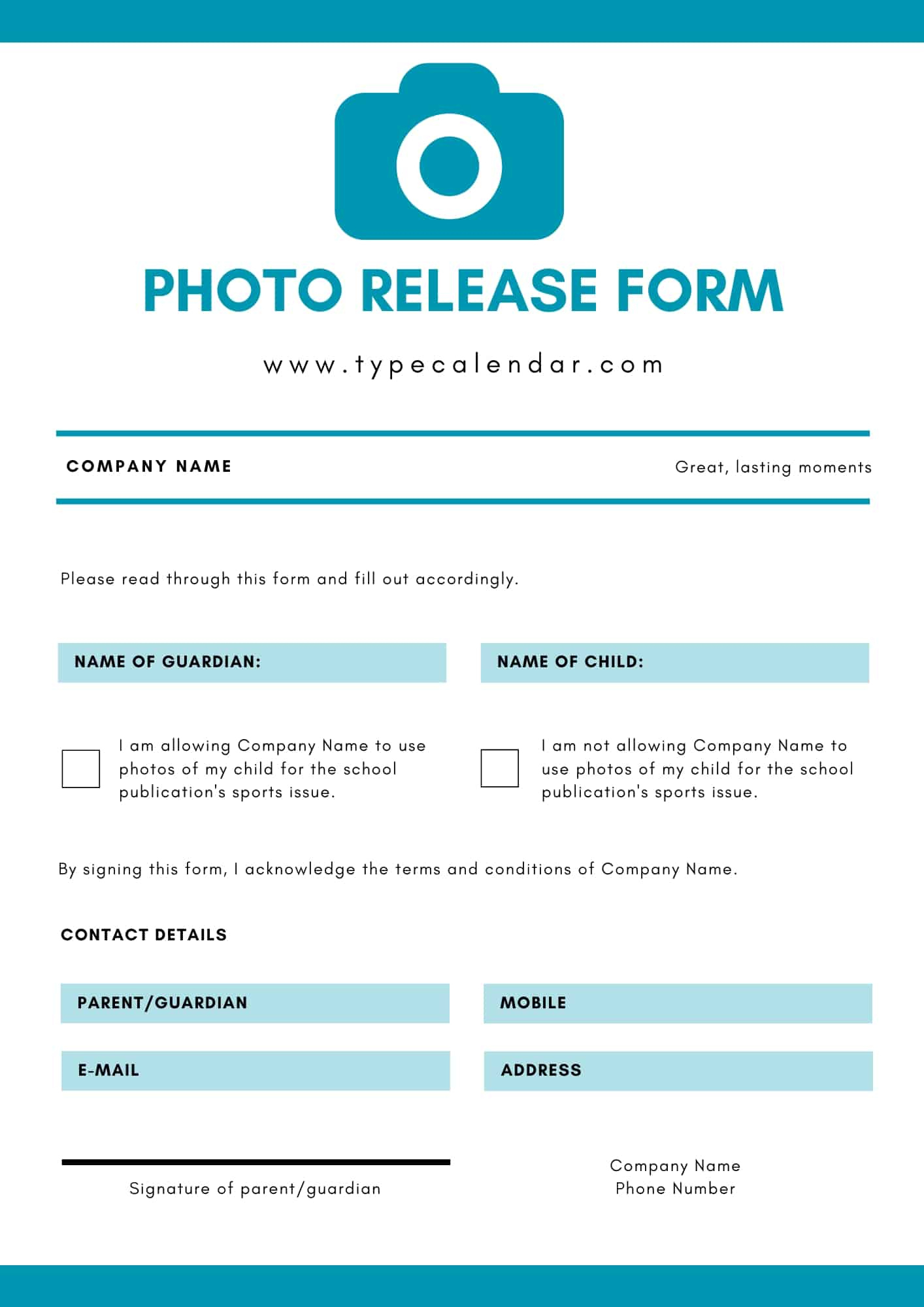 Free Printable Photo Release Form Templates [Word &amp;amp; Pdf] inside Free Printable Photo Release Form