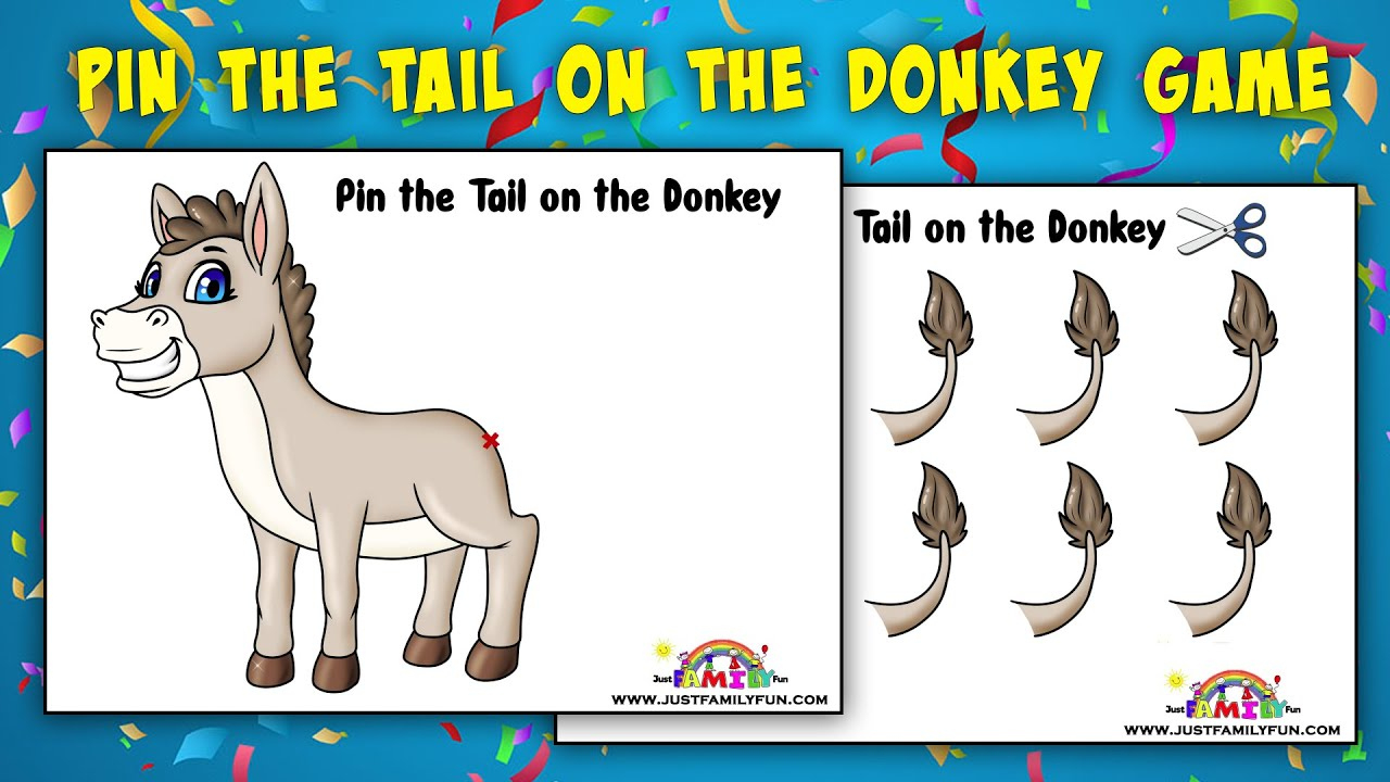 Free Printable Pin The Tail On The Donkey with regard to Pin the Tail on the Donkey Printable Free