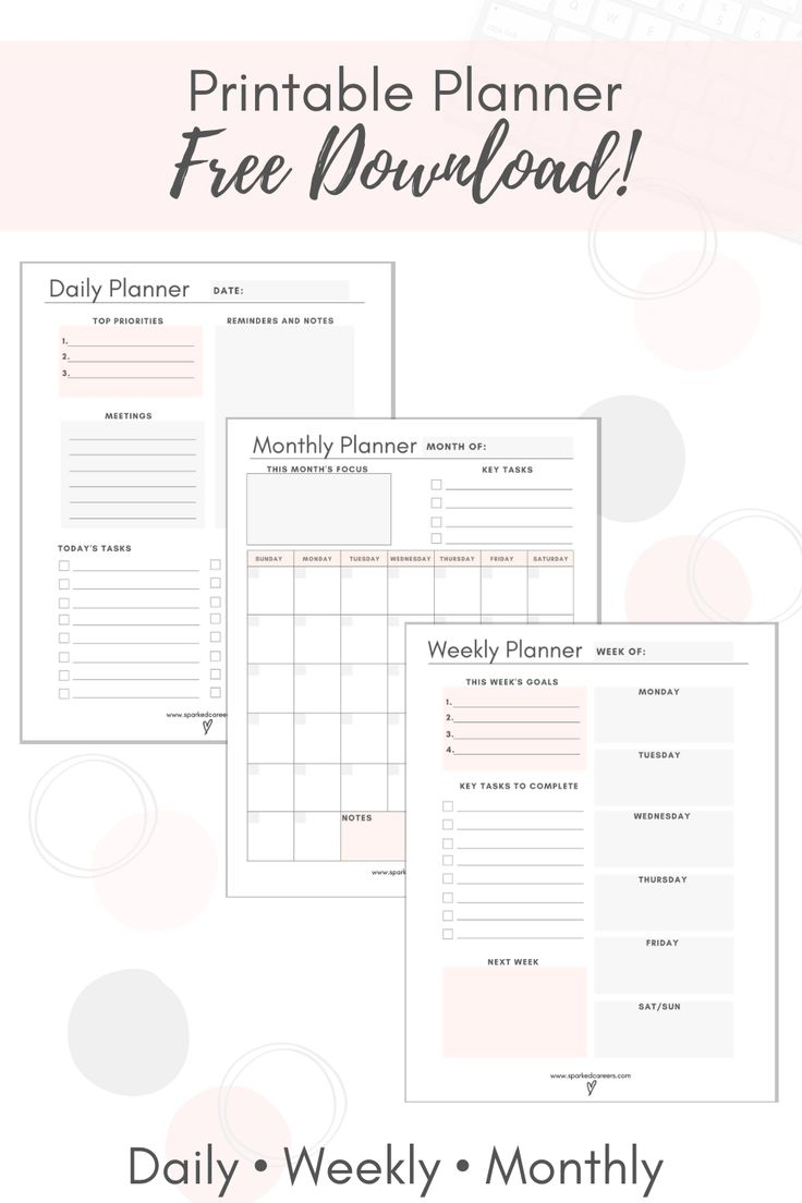 Free Printable Planner - Daily, Weekly, And Monthly intended for Planner Printable Free