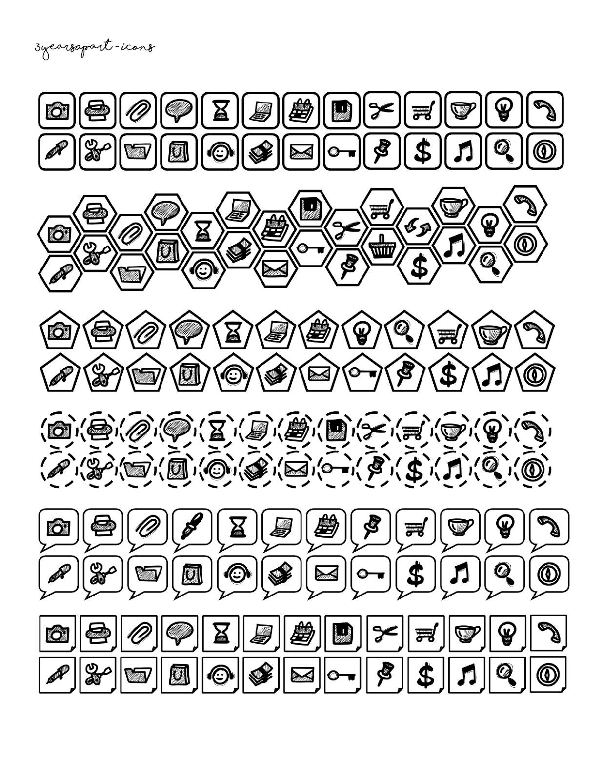 Free Printable Planner Icons - Neutrals | Free Download Bullet throughout Bullet Journal Stickers Free Printable Black And White