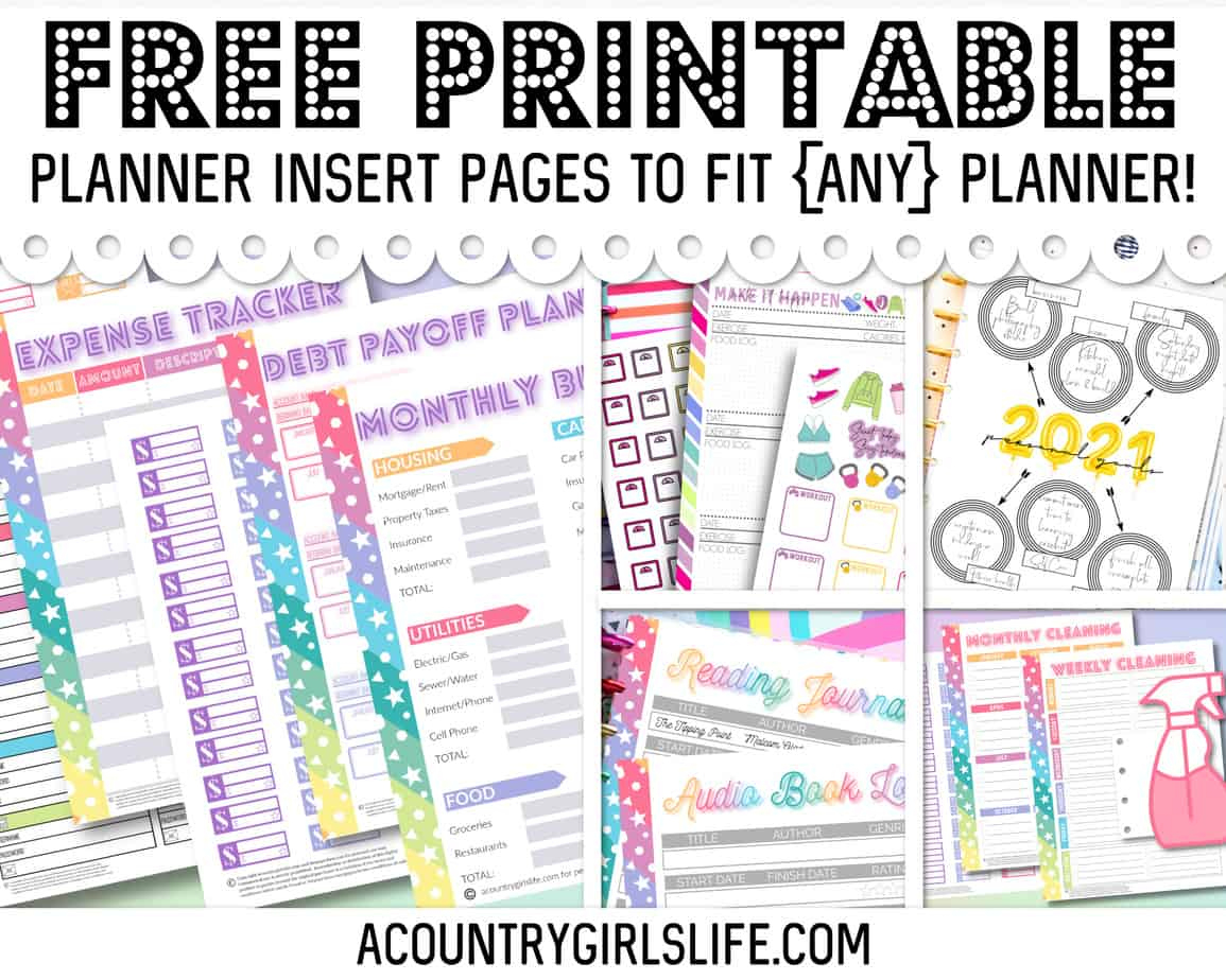 Free Printable Planner Inserts For {Any} Size Planner! - A Country for Free Printable Planner Inserts