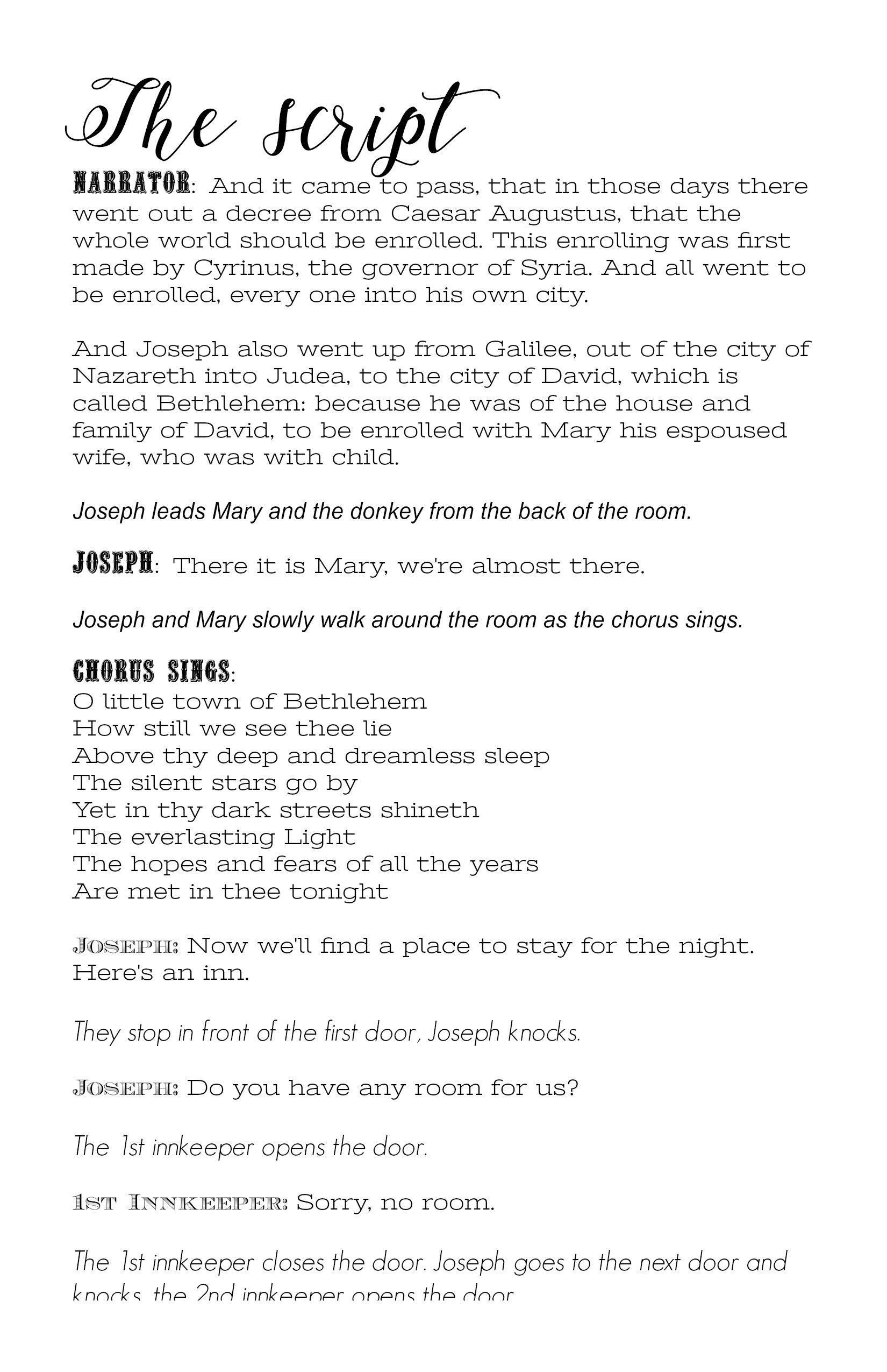 Free Printable Play Christmas Nativity Play Script intended for Free Printable Musical Scripts