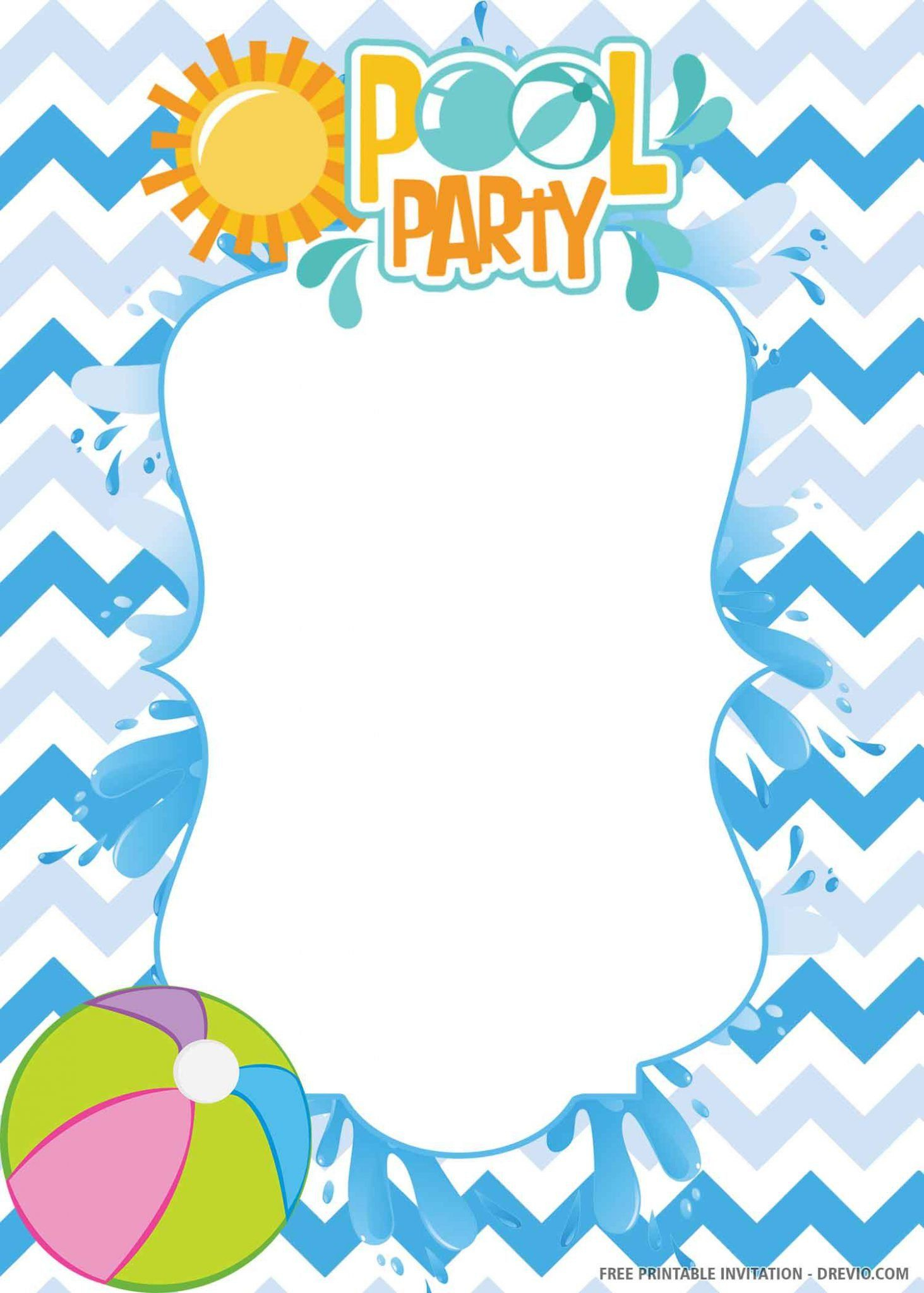 Free Printable) – Pool Party Birthday Invitation Templates | Pool in Free Printable Pool Party Birthday Invitations