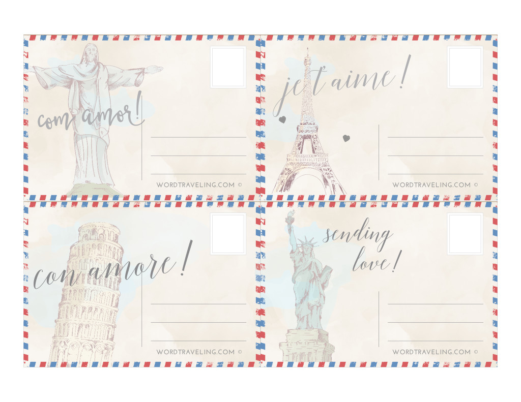 Free Printable Postcards From Around The World ~ Word Traveling for Free Printable Postcards