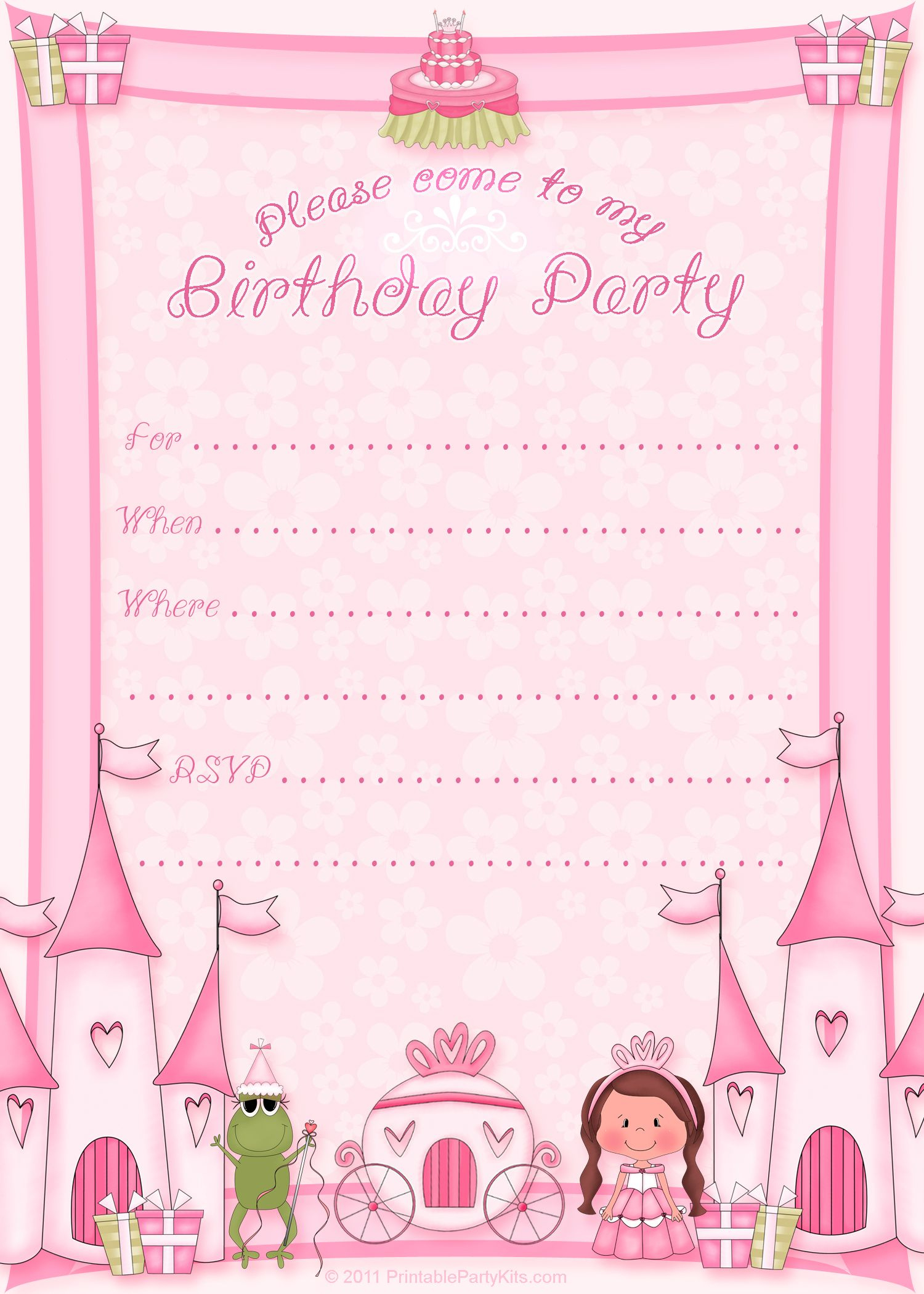 Free Printable Princess Birthday Party Invitations | Birthday with Free Printable Princess Invitation Cards