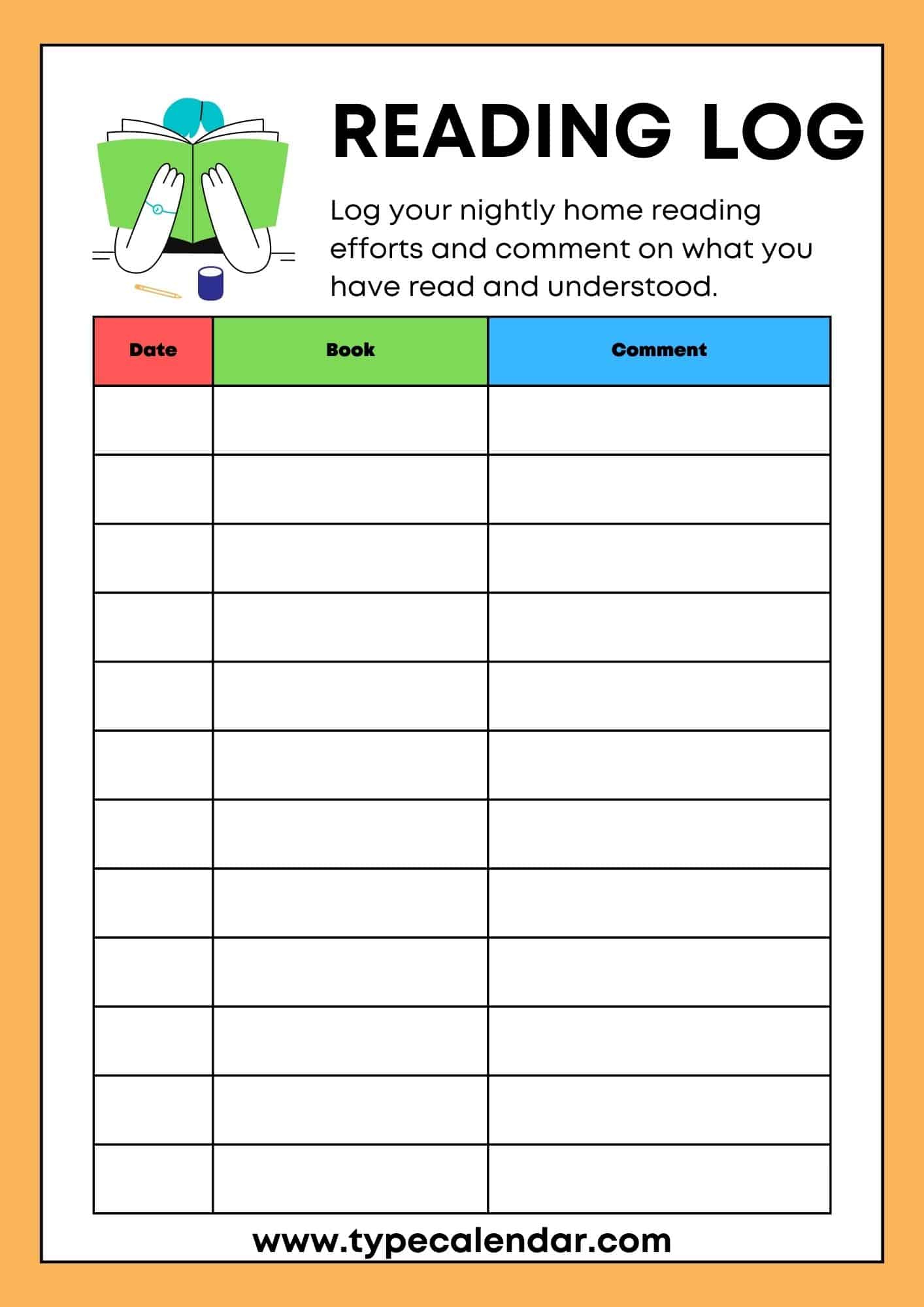 Free Printable Reading Log Templates [Pdf, Excel] inside Free Printable Reading Log