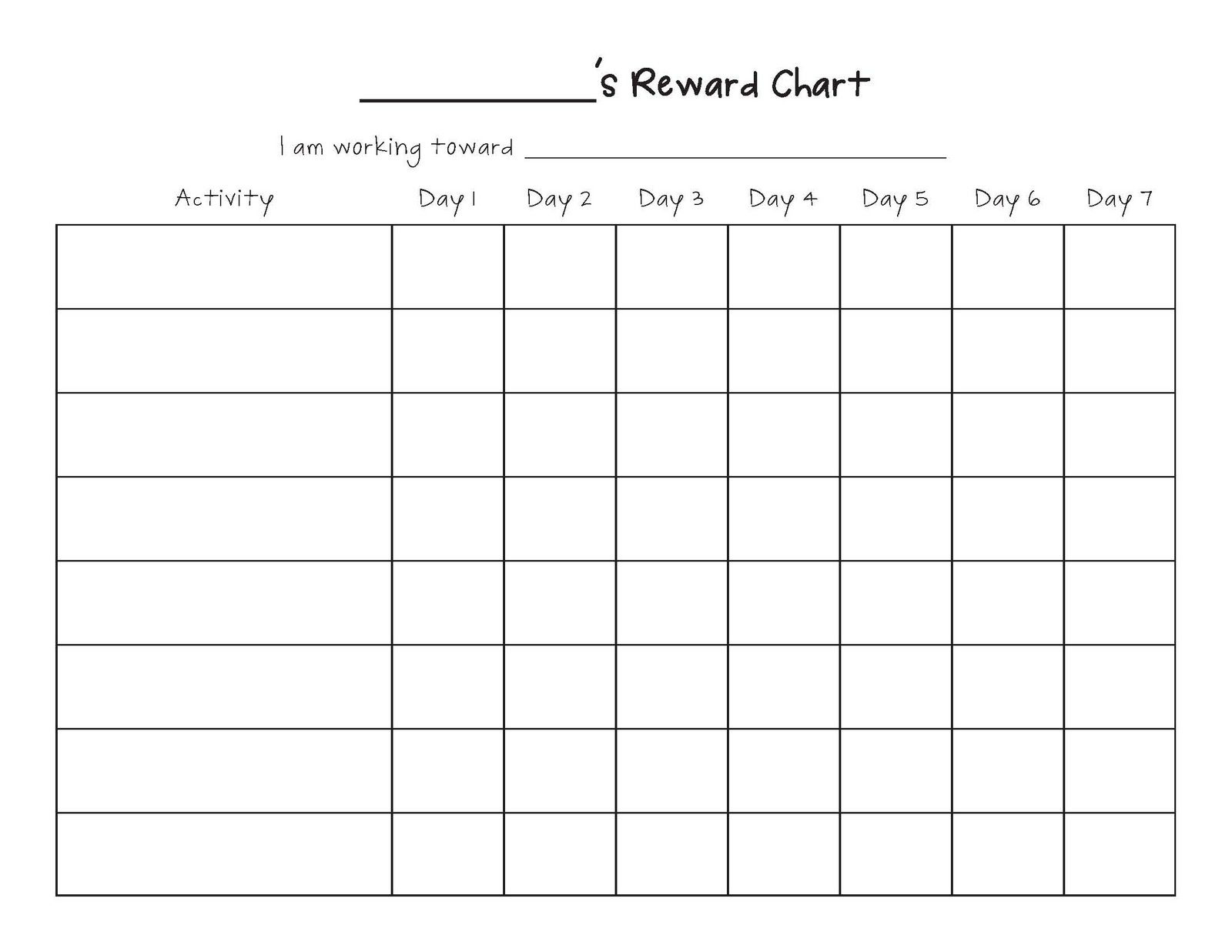 Free Printable Reward Charts For Kids for Free Printable Charts