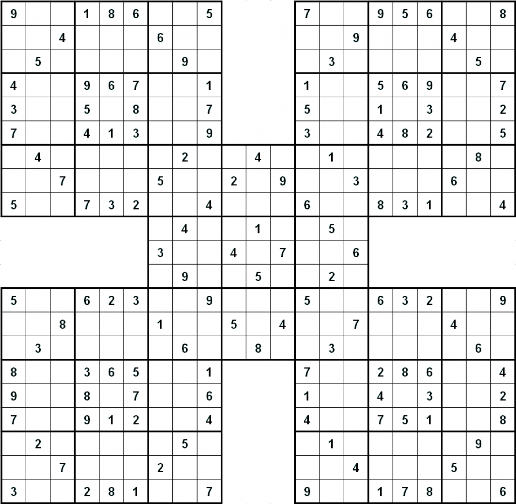 Free Printable Samurai Sudoku Games intended for Free Printable Samurai Sudoku