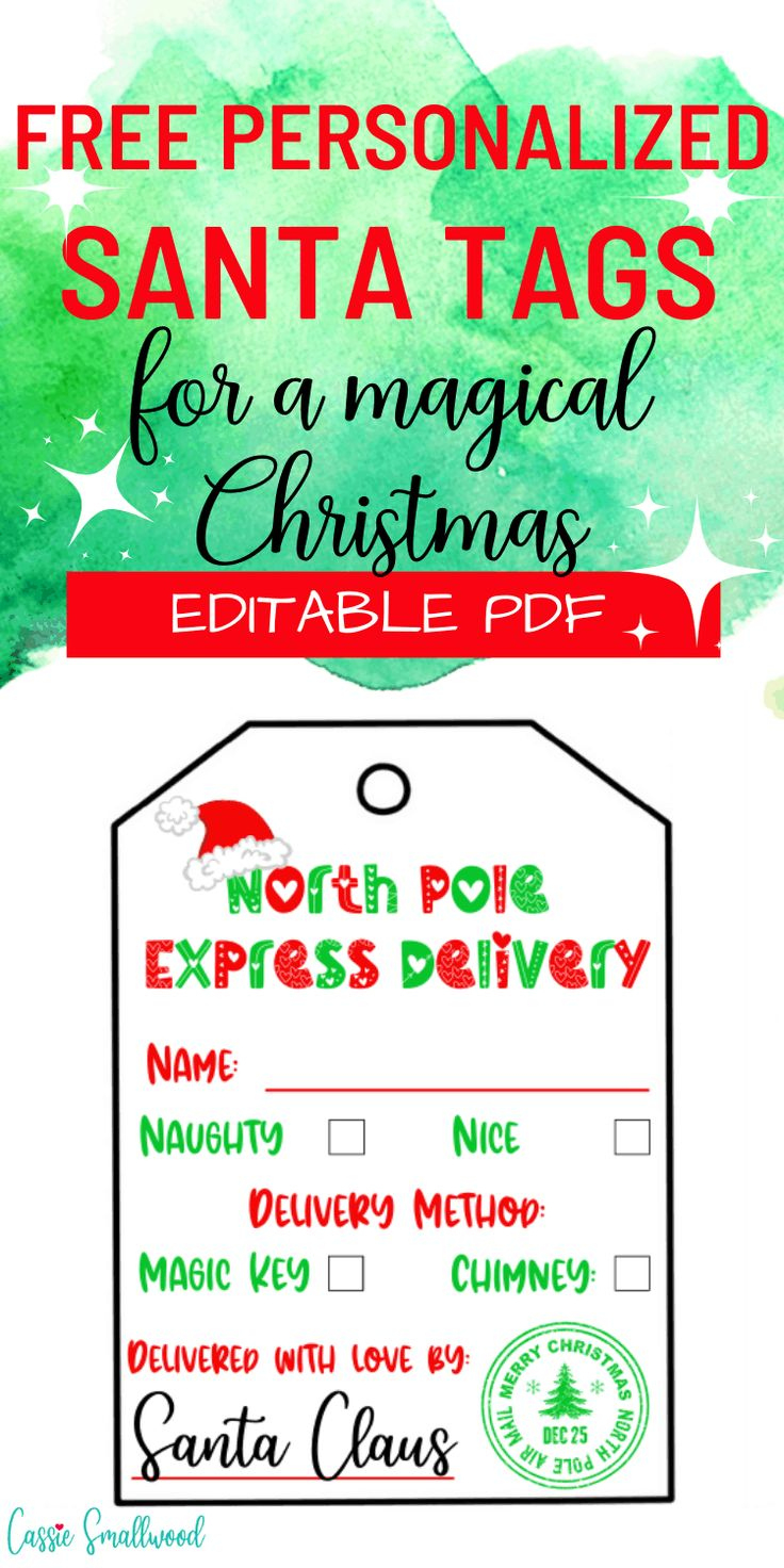 Free Printable Santa Gift Tags From The North Pole (Editable Pdf for Free Printable Santa Gift Tags