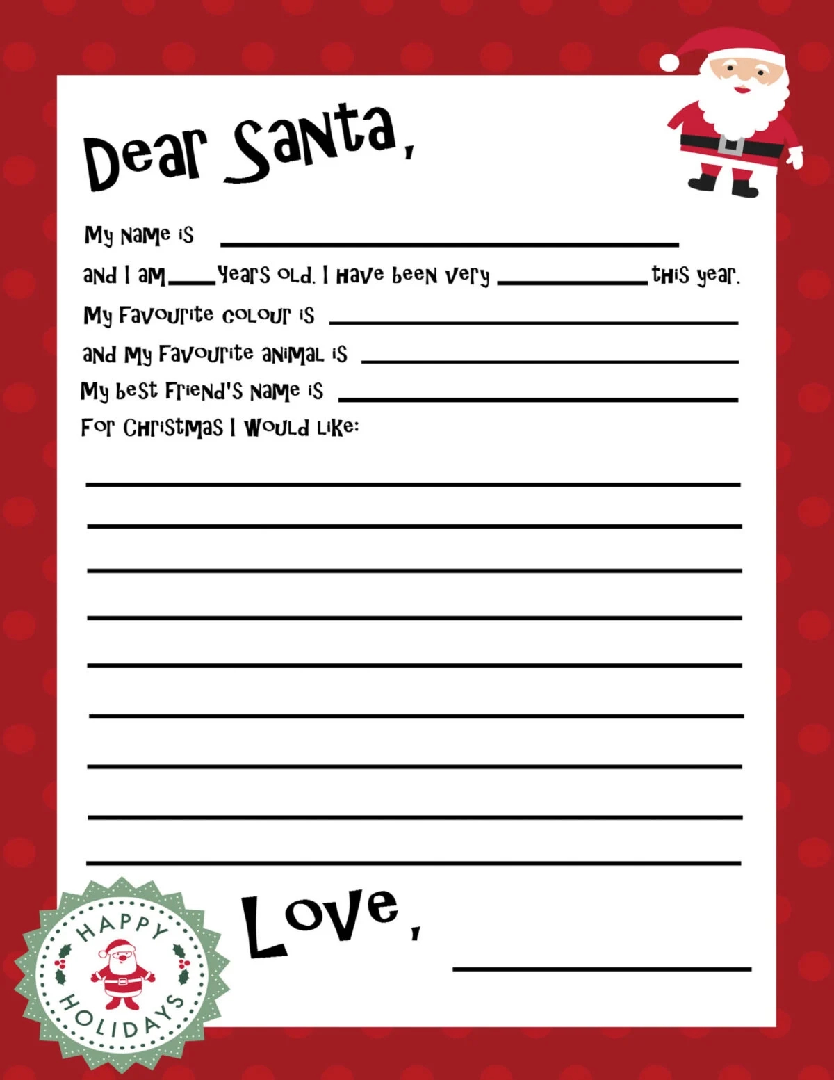 Free Printable Santa Letter Template - Frugal Mom Eh! throughout Letter To Santa Template Free Printable