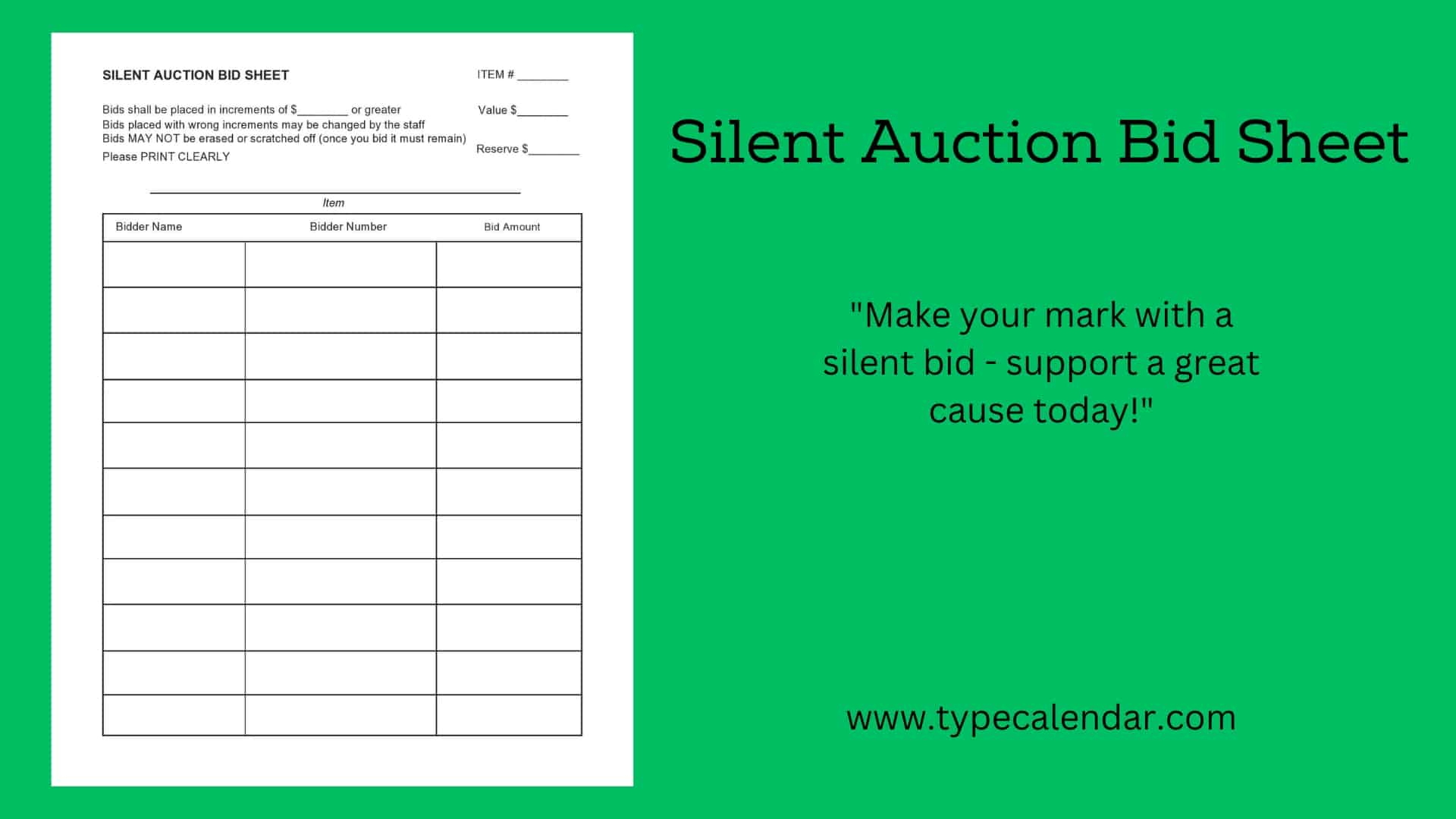 Free Printable Silent Auction Bid Sheet Templates [Pdf] Examples + inside Free Printable Silent Auction Templates