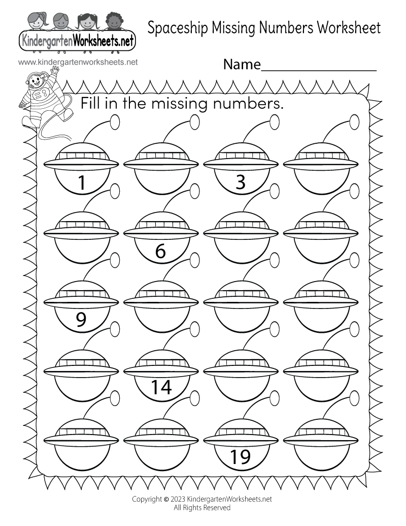 Free Printable Spaceship Missing Numbers Worksheet inside Free Printable Missing Number Worksheets