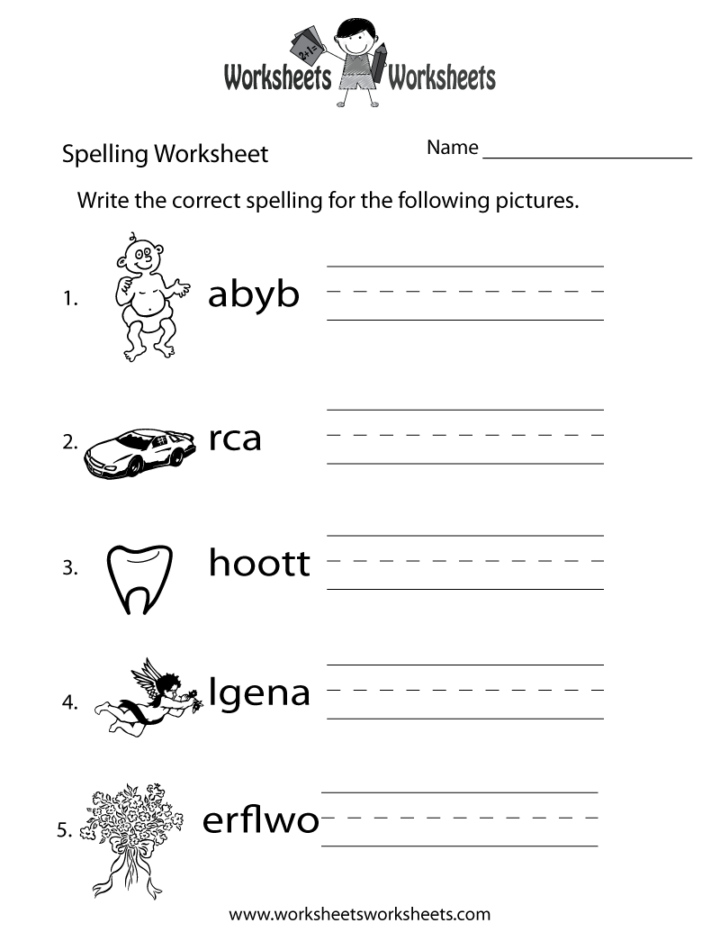 Free Printable Spelling Test Worksheet in Free Printable Spelling Worksheets For 5Th Grade