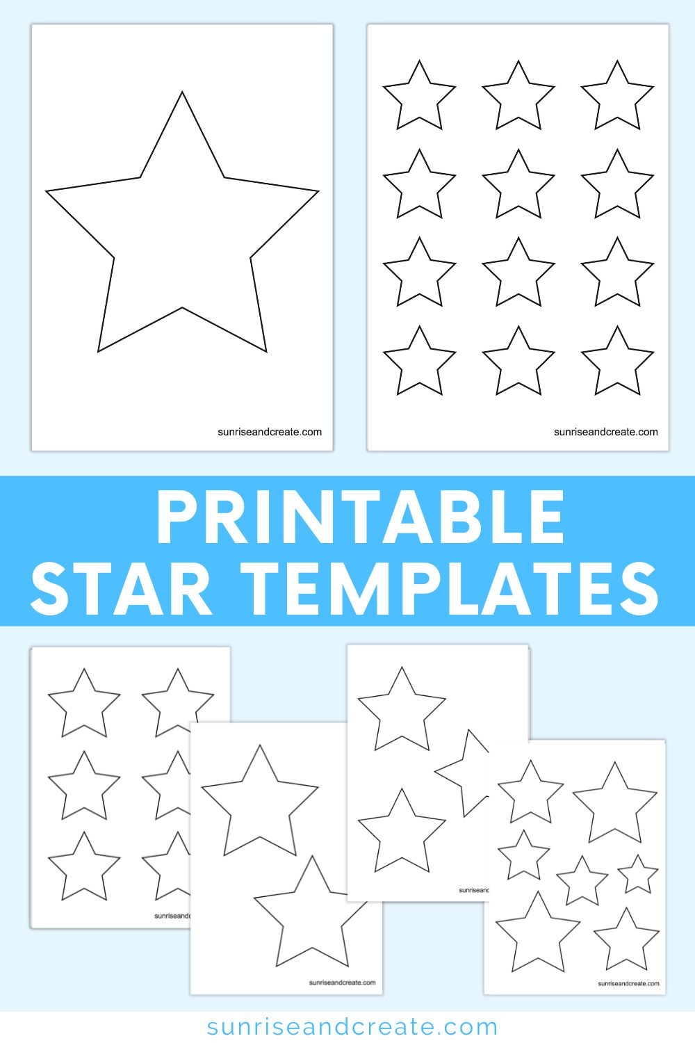 Free Printable Star Templates (Includes 7 Different Sizes) for Free Printable Stars