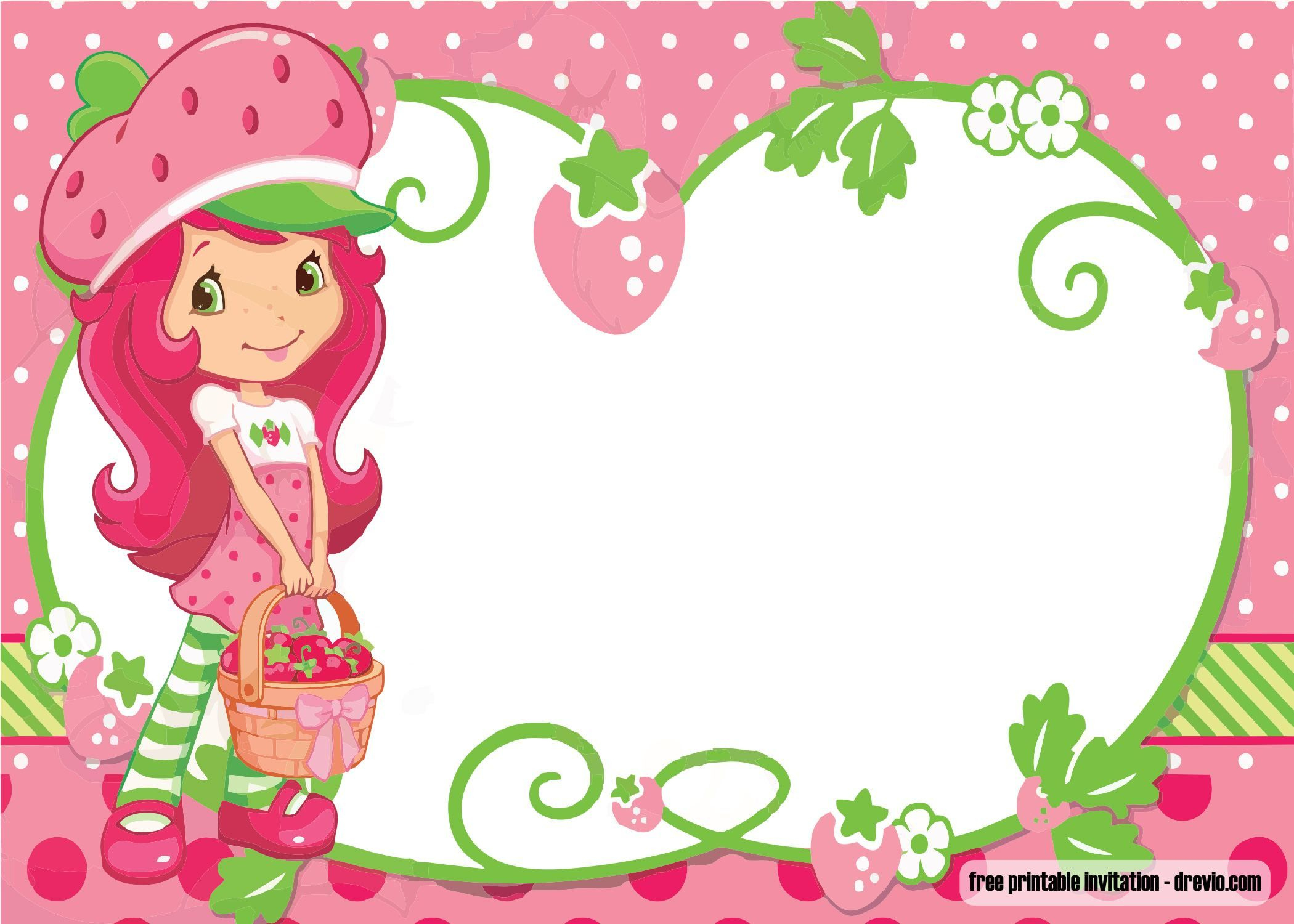 Free Printable Strawberry Shortcake Invitation Template intended for Strawberry Shortcake Birthday Cards Free Printable