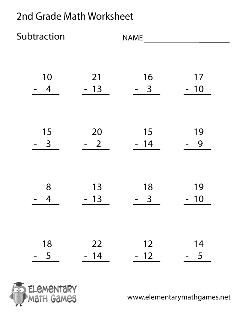 Free Printable Subtraction Worksheet For Second Grade for Free Printable Subtraction Worksheets For 2Nd Grade