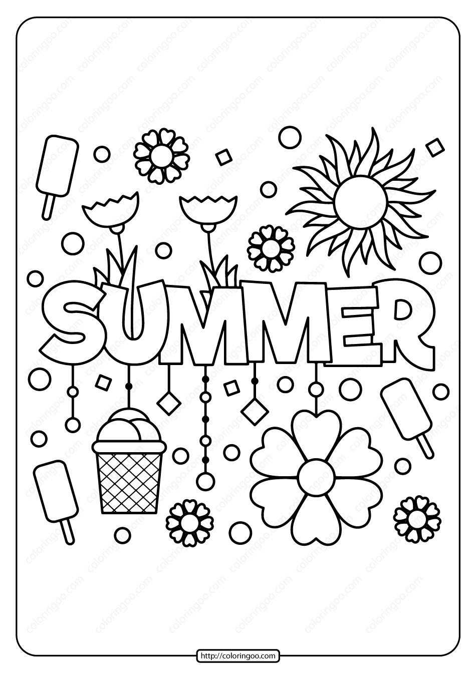 Free Printable Summer Pdf Coloring Page | Summer Coloring Sheets in Free Printable Summer Pictures