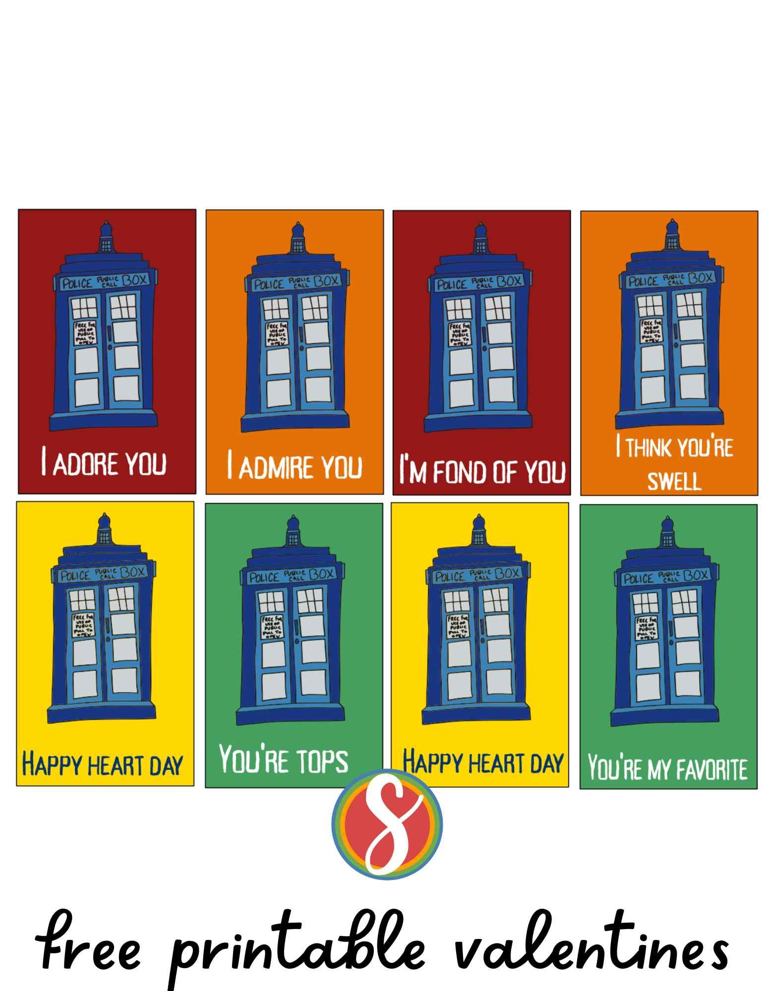 Free Printable Tardis Valentines — Stevie Doodles throughout Free Printable Dr Who Birthday Card