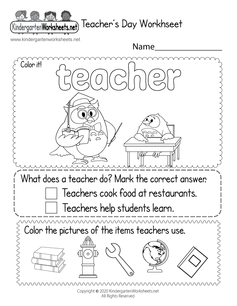 Free Printable Teacher&amp;#039;S Day Worksheet regarding Free Printable Worksheets For Kindergarten Teachers