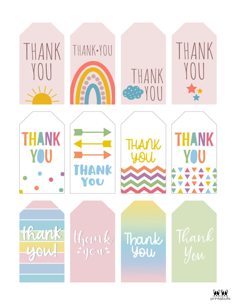 Free Printable Thank You Tags - 300 Tags | Printabulls in Free Printable Thank You Tags for Birthdays