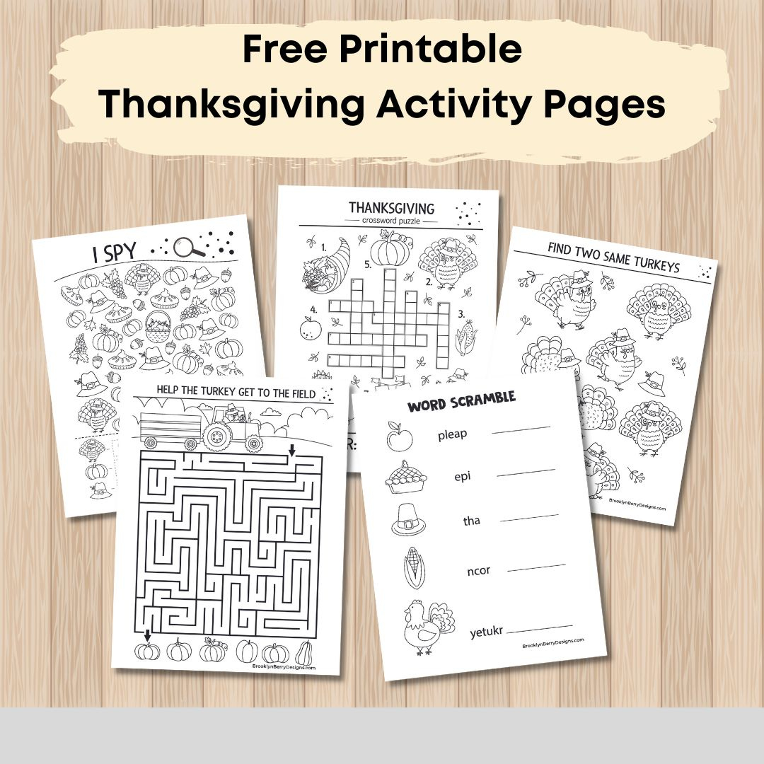 Free Printable Thanksgiving Activity Pages - Brooklyn Berry Designs regarding Free Printable Thanksgiving Activities